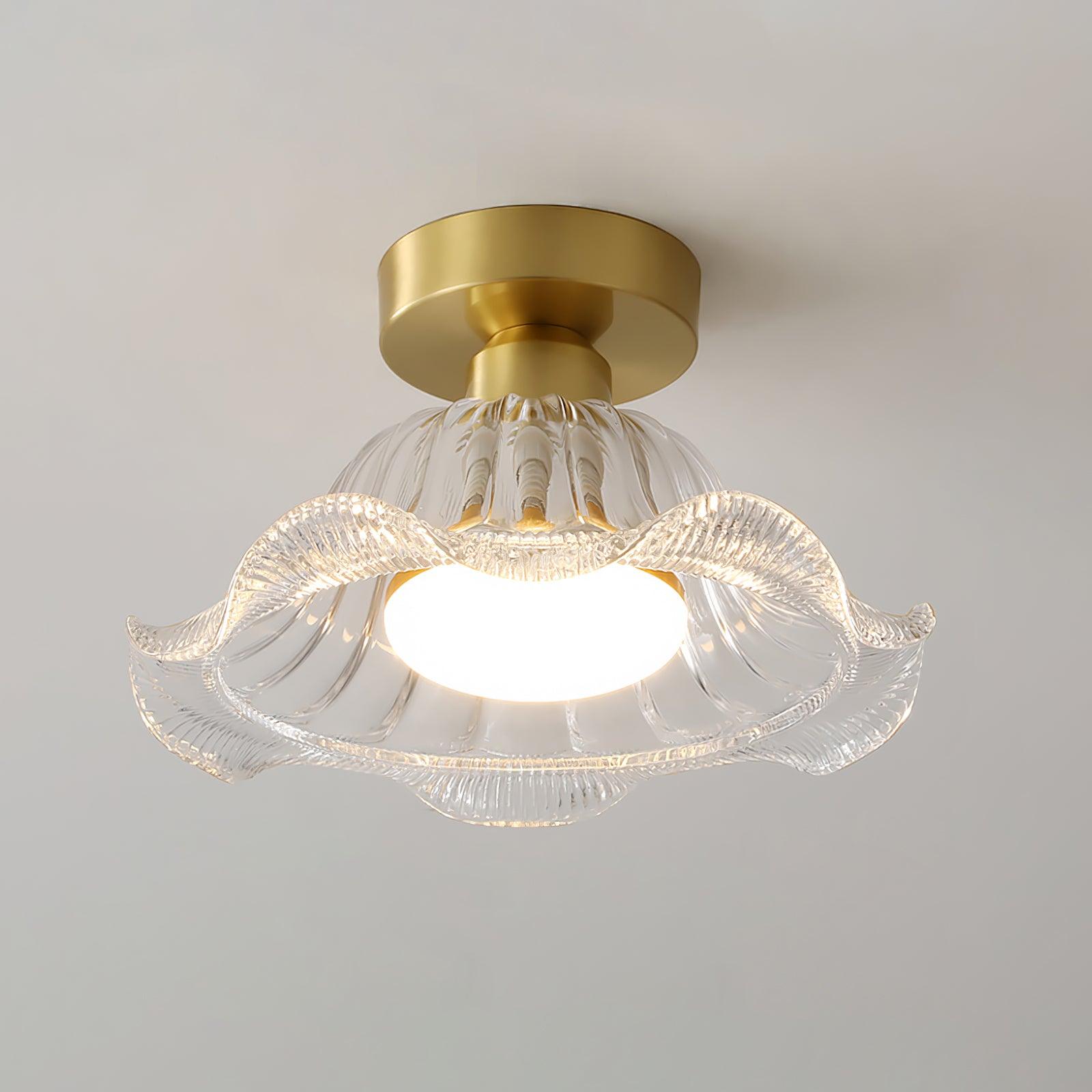 Rosa Ceiling Lamp Glass Ruffled Shade Modern Bedroom - Letslighting