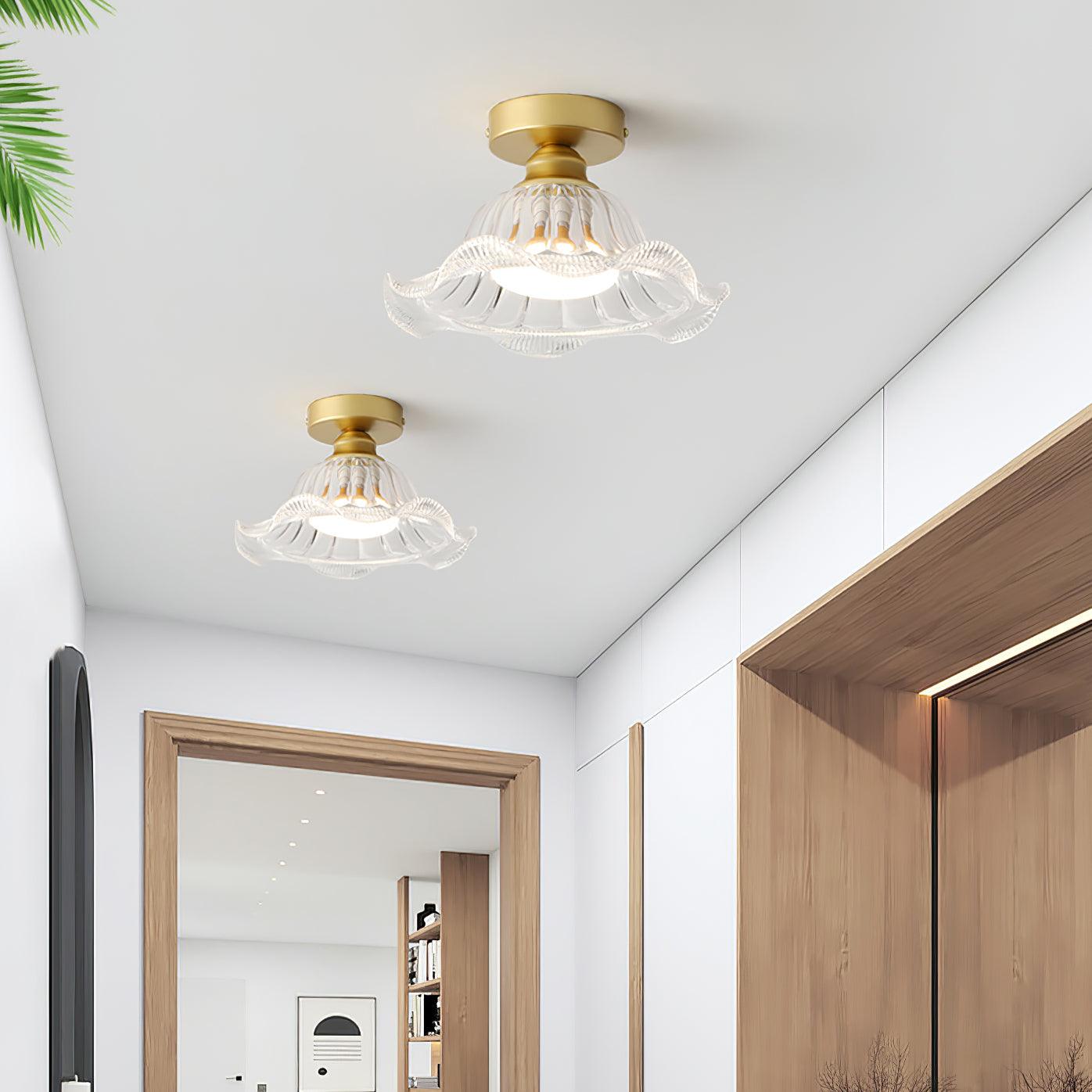 Rosa Ceiling Lamp Glass Ruffled Shade Modern Bedroom - Letslighting