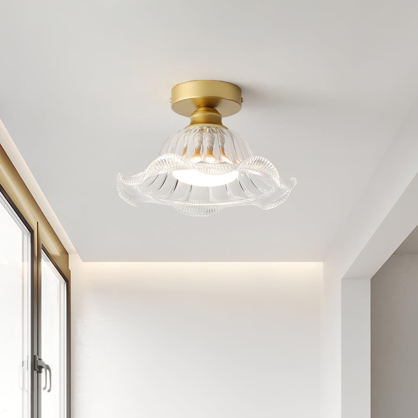 Rosa Glass Ceiling Lamp Brass Trim Elegant - Letslighting