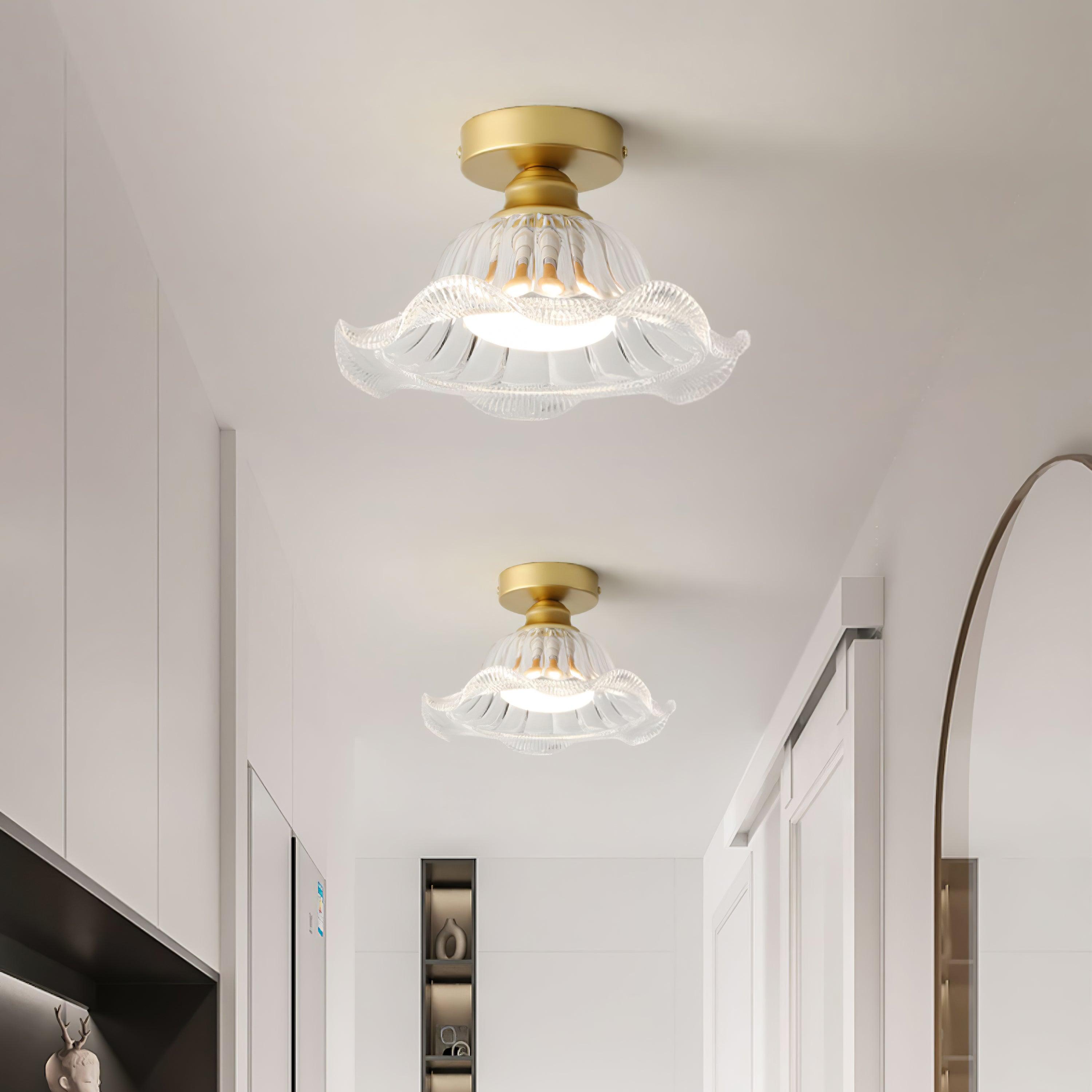Rosa Ceiling Lamp Glass Ruffled Shade Modern Bedroom - Letslighting