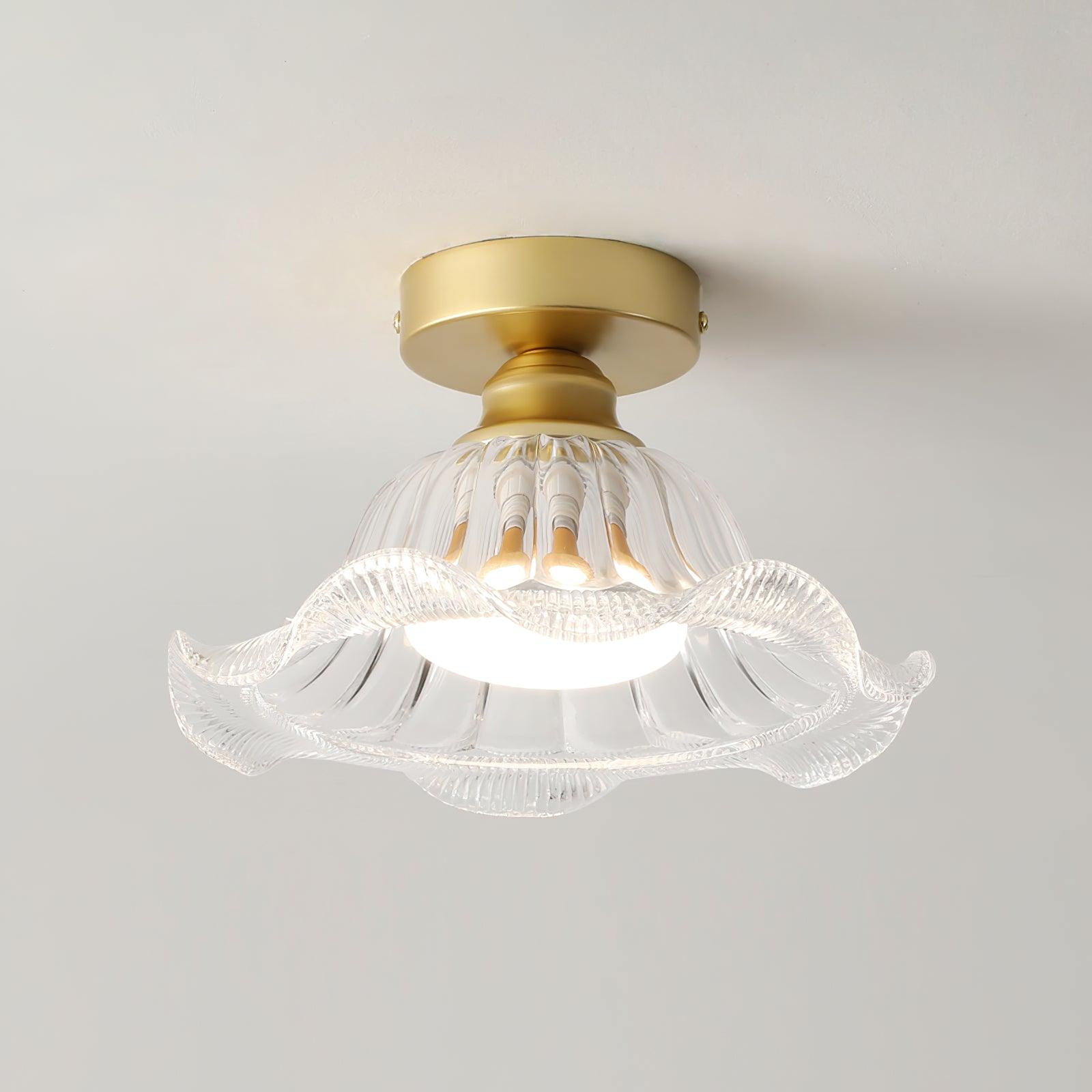 Rosa Ceiling Lamp Glass Ruffled Shade Modern Bedroom - Letslighting