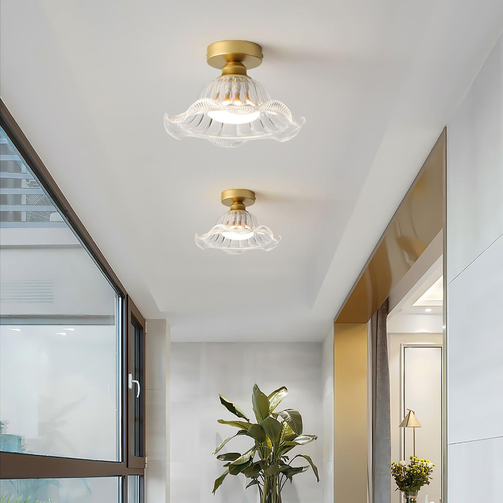 Rosa Ceiling Lamp Glass Ruffled Shade Modern Bedroom - Letslighting