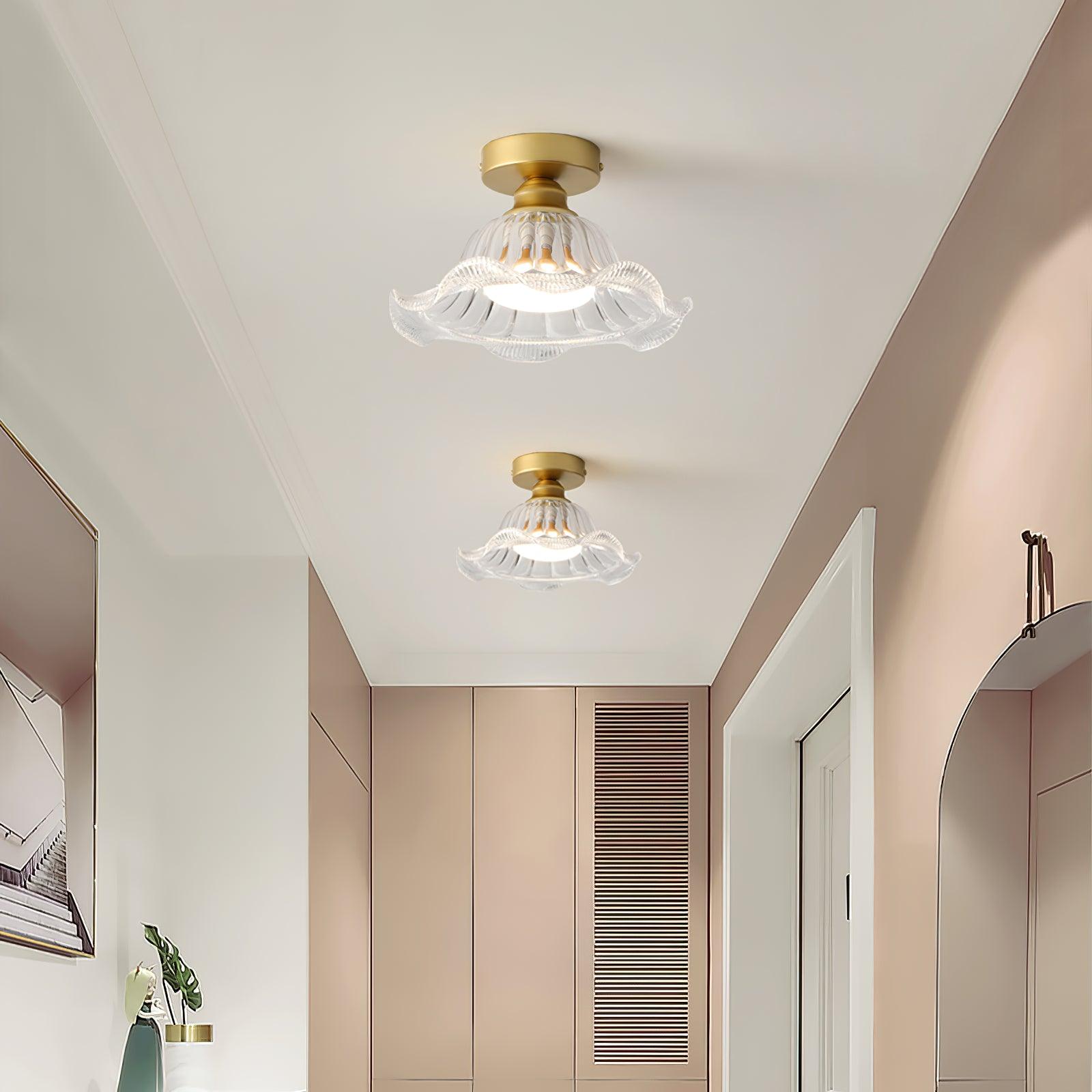 Rosa Ceiling Lamp Glass Ruffled Shade Modern Bedroom - Letslighting