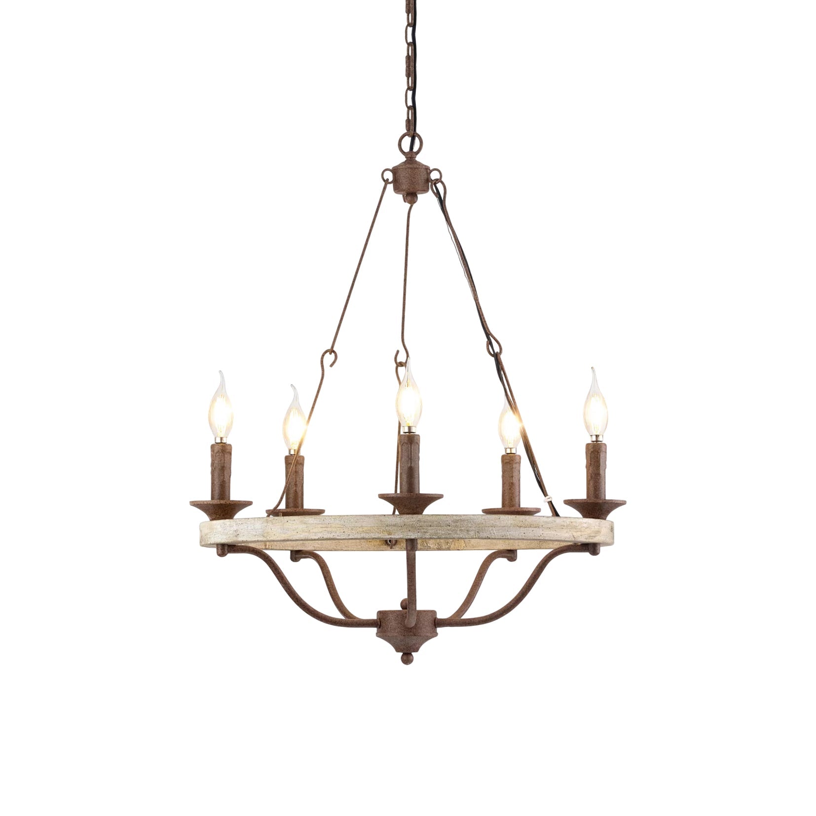 Rosalind Vintage Industrial Wheeler Wooden Chandelier - Letslighting
