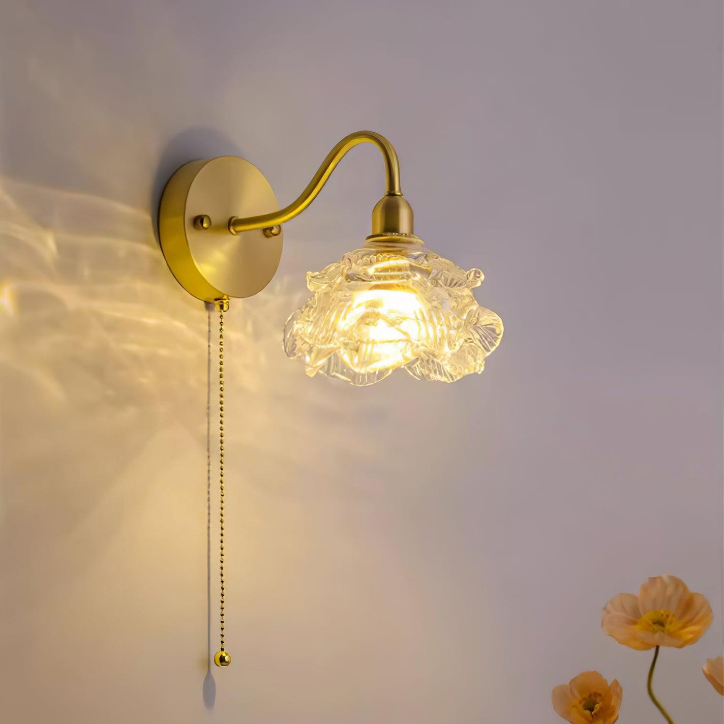Cove Nordic Art Rose Brass Glass Wall Light - Letslighting