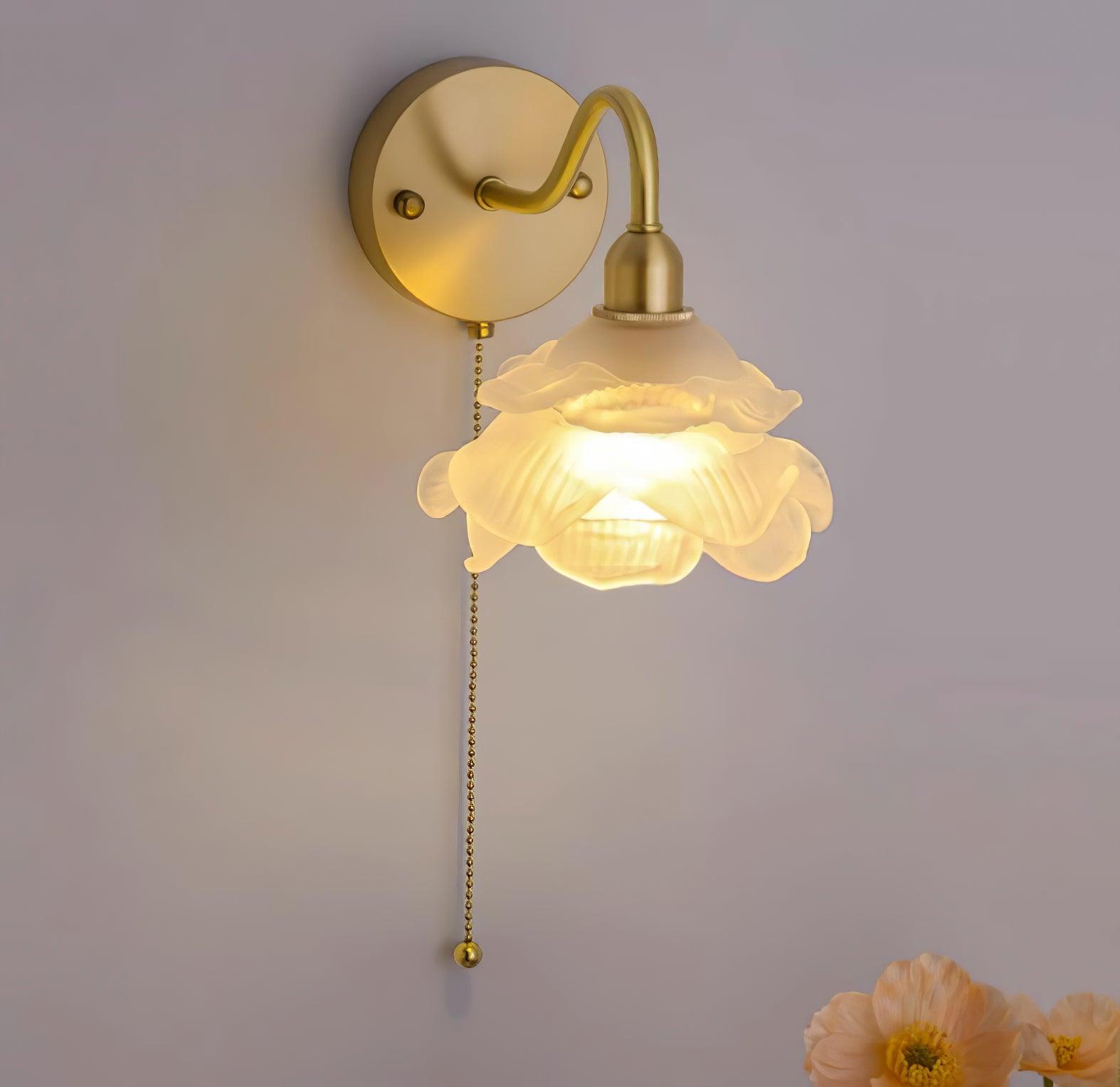 Cove Nordic Art Rose Brass Glass Wall Light - Letslighting