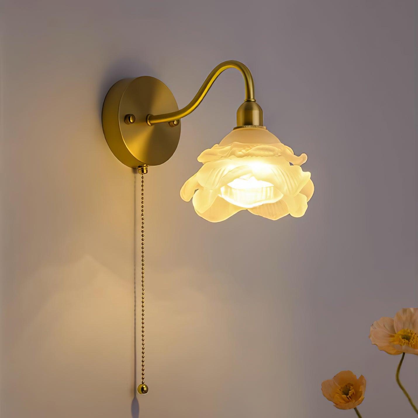 Cove Nordic Art Rose Brass Glass Wall Light - Letslighting
