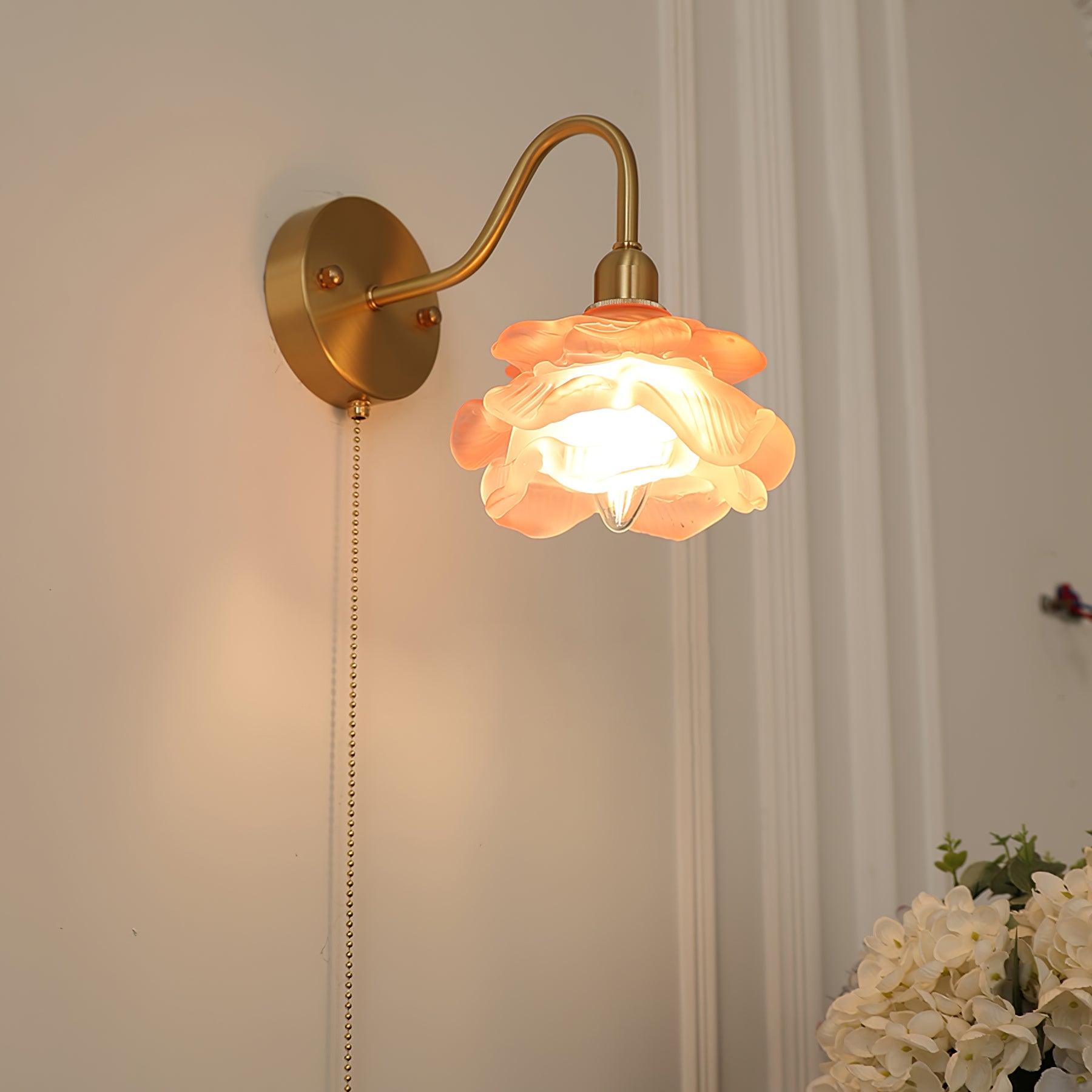 Cove Nordic Art Rose Brass Glass Wall Light - Letslighting