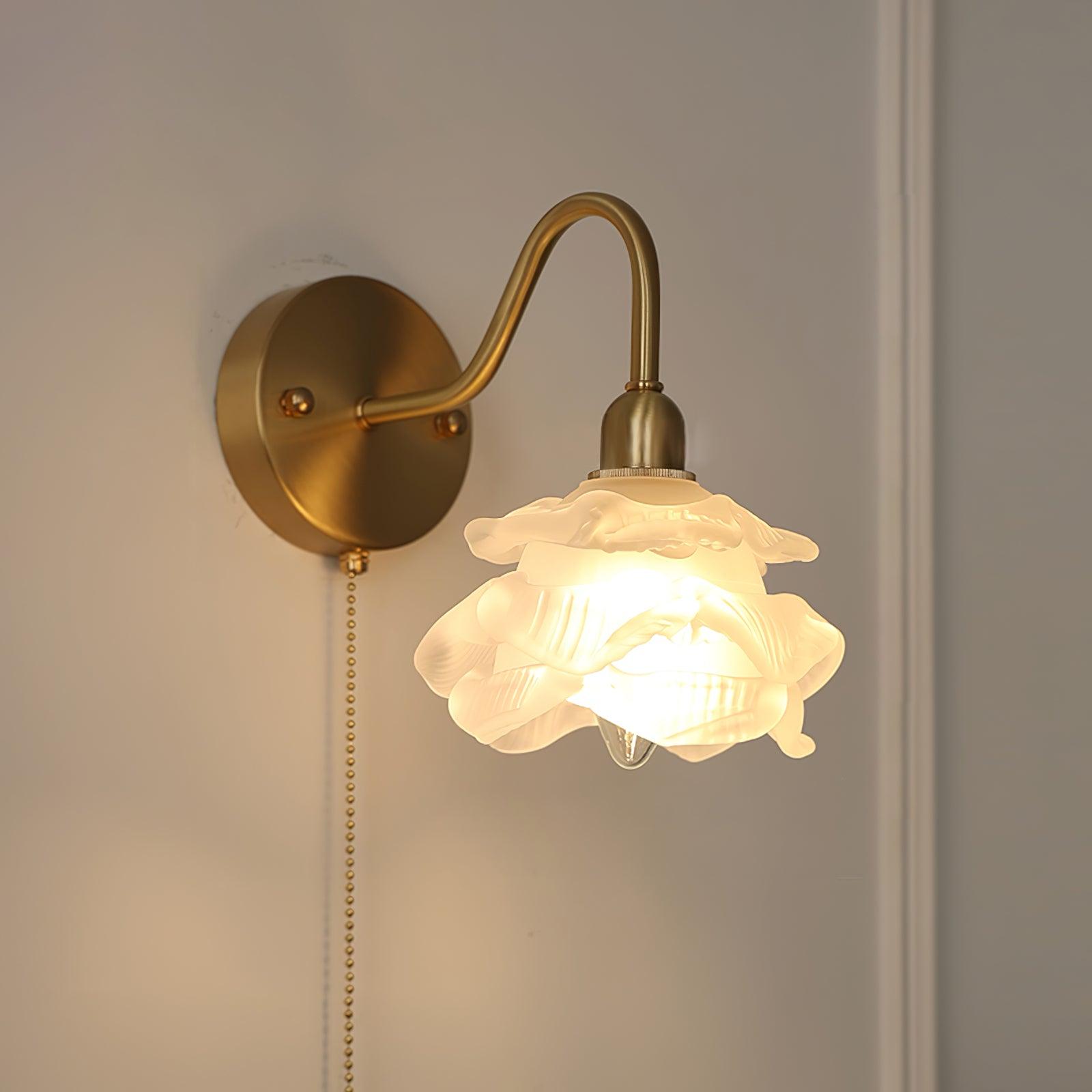Cove Nordic Art Rose Brass Glass Wall Light - Letslighting