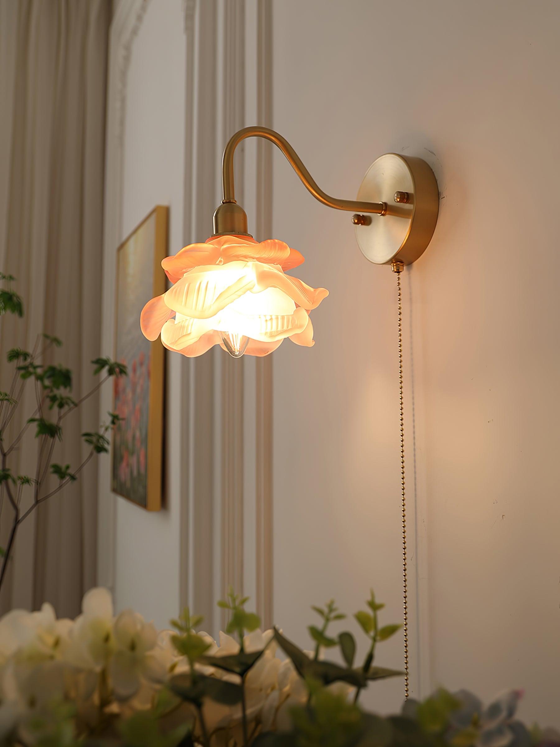 Cove Nordic Art Rose Brass Glass Wall Light - Letslighting