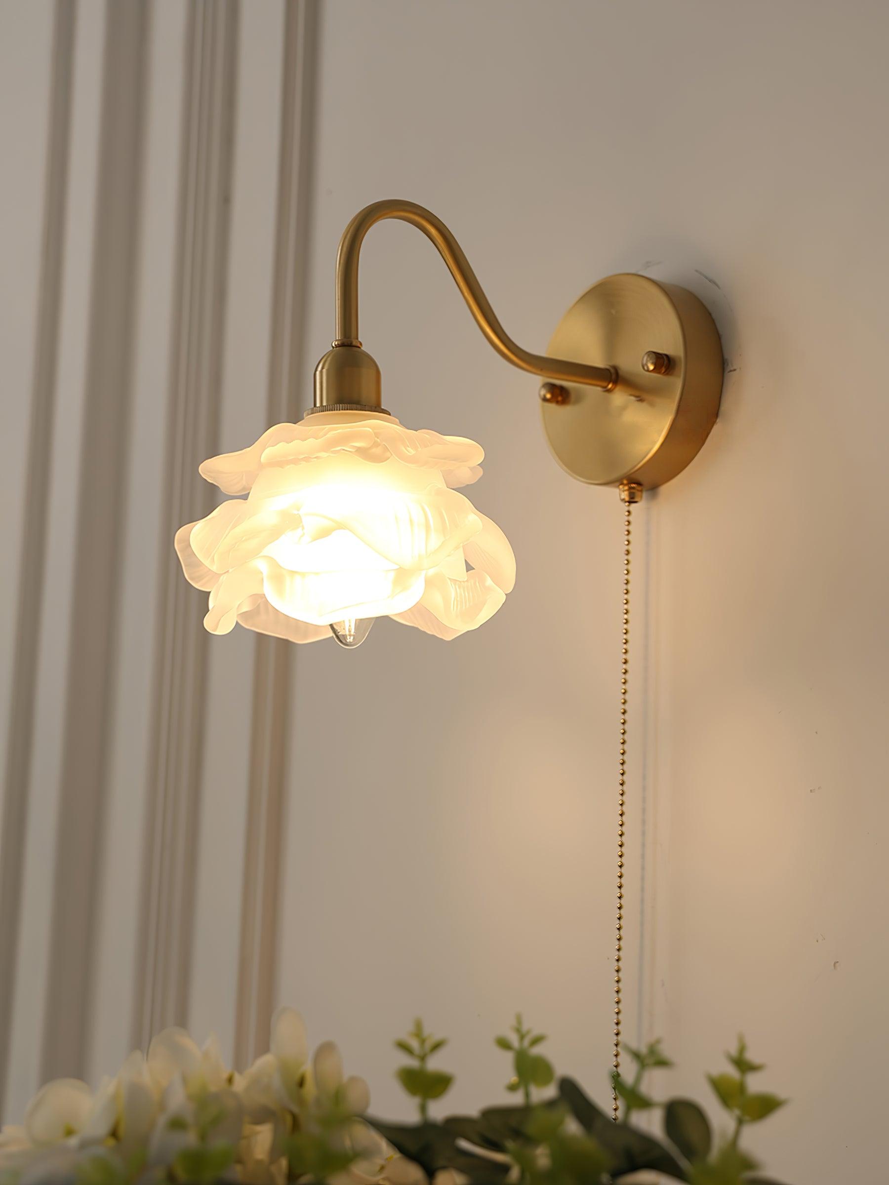 Cove Nordic Art Rose Brass Glass Wall Light - Letslighting