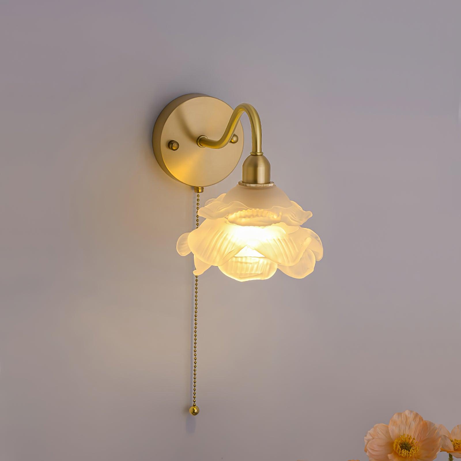 Cove Nordic Art Rose Brass Glass Wall Light - Letslighting