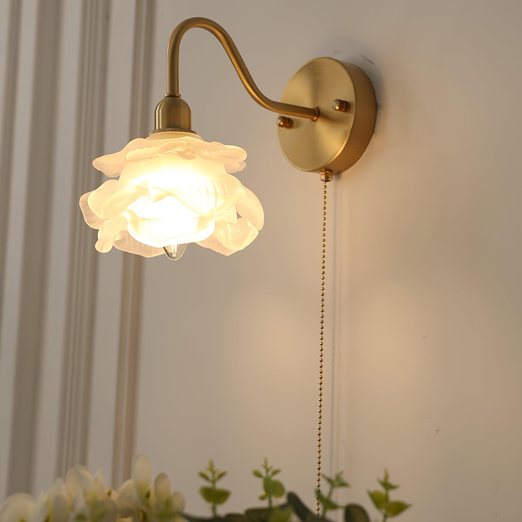 Cove Nordic Art Rose Brass Glass Wall Light - Letslighting