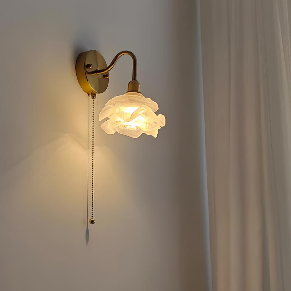 Cove Nordic Art Rose Brass Glass Wall Light - Letslighting