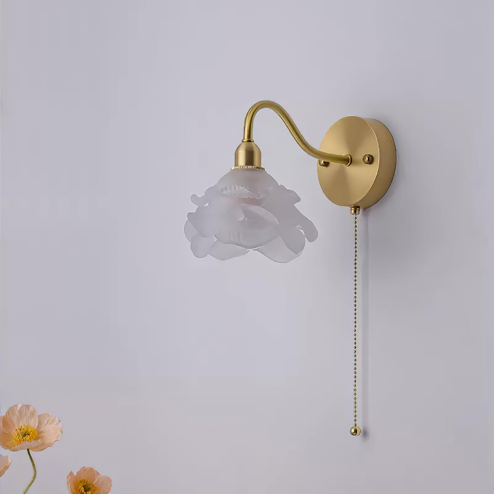 Cove Nordic Art Rose Brass Glass Wall Light - Letslighting