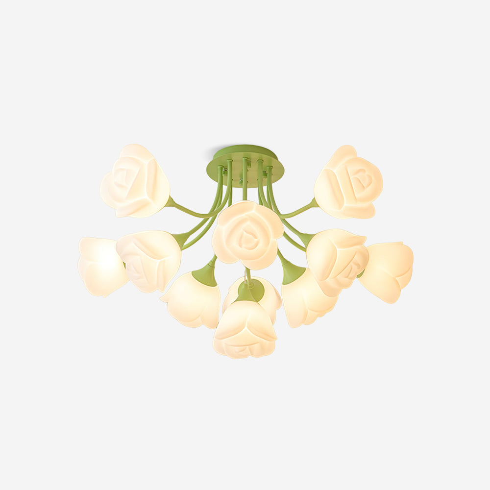 Rose Ceiling Light Sculpted Petals Soft Glow - Letslighting