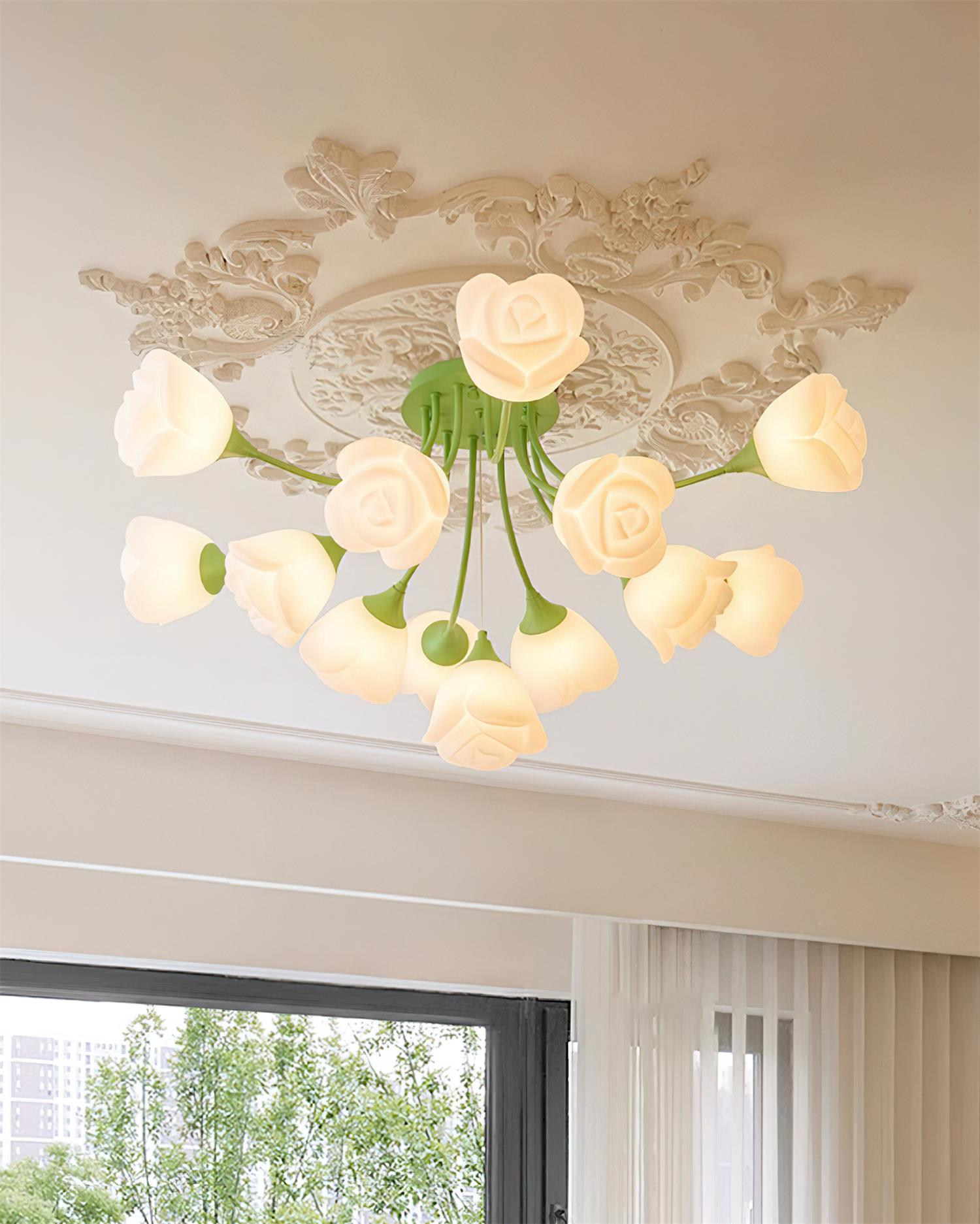 Rose Ceiling Lamp Floral Shade Romantic Glow - Letslighting