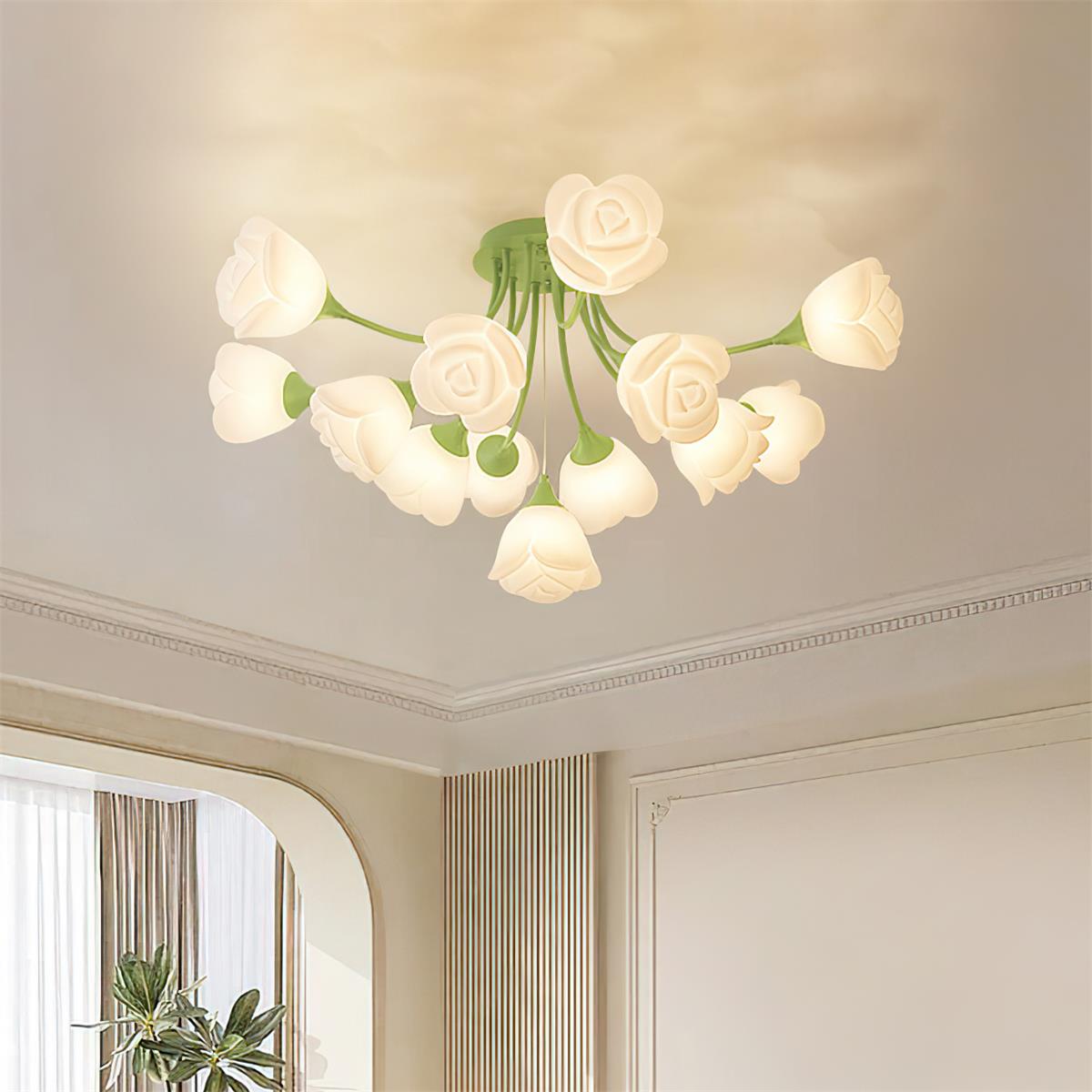 Rose Ceiling Light Sculpted Petals Soft Glow - Letslighting