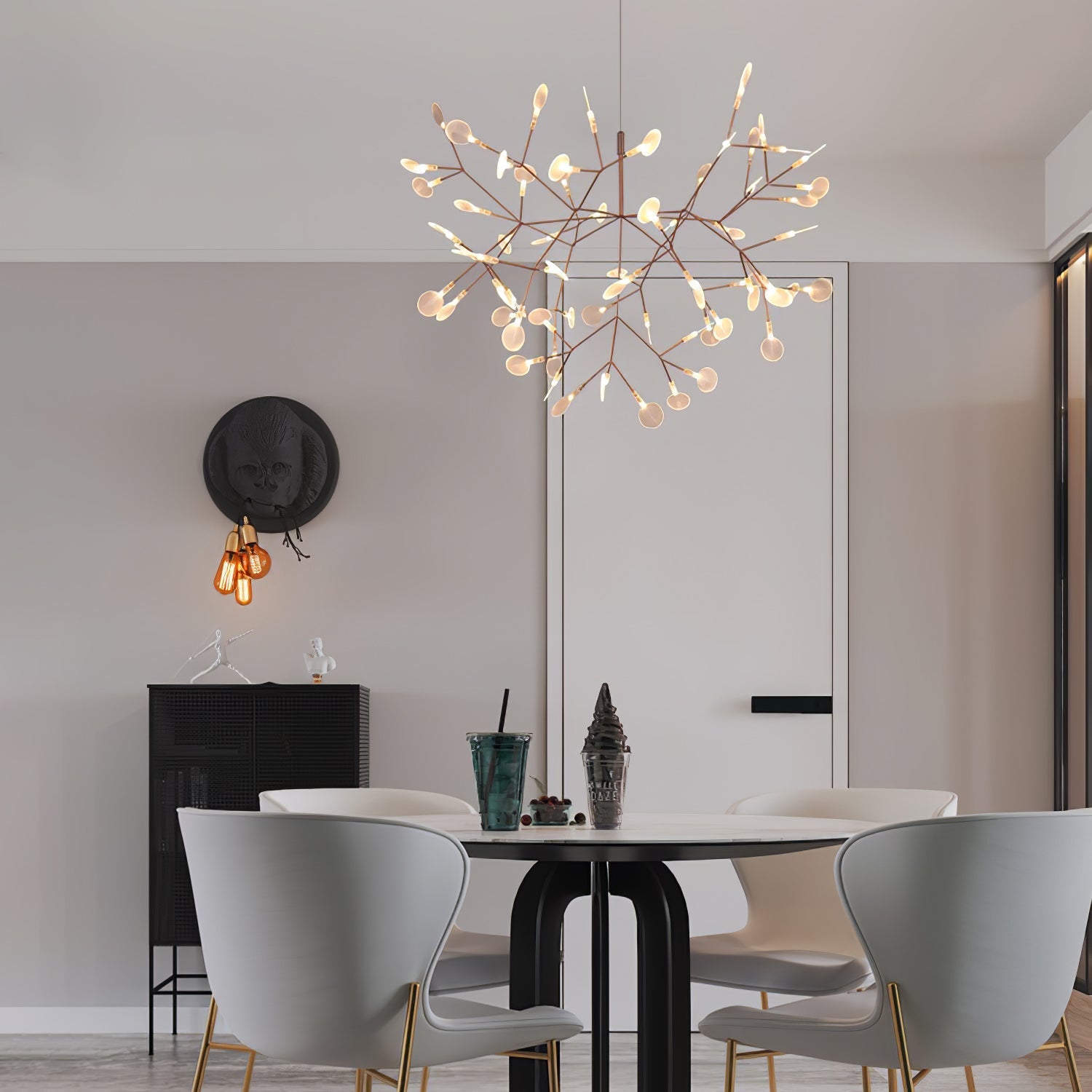 Lustra Chandelier Rose Gold Firefly LED Branch - Letslighting