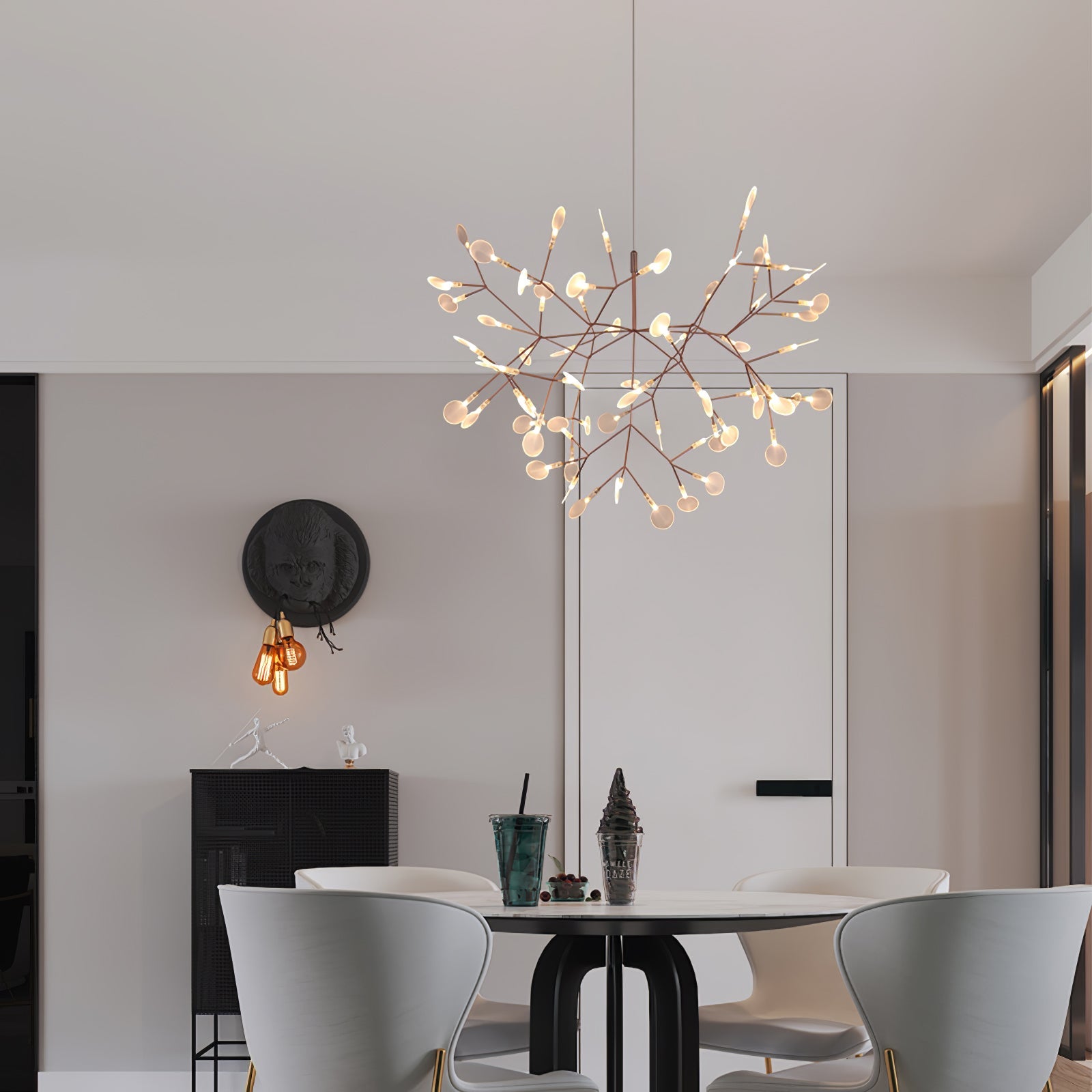 Lustra Chandelier Rose Gold Firefly LED Branch - Letslighting