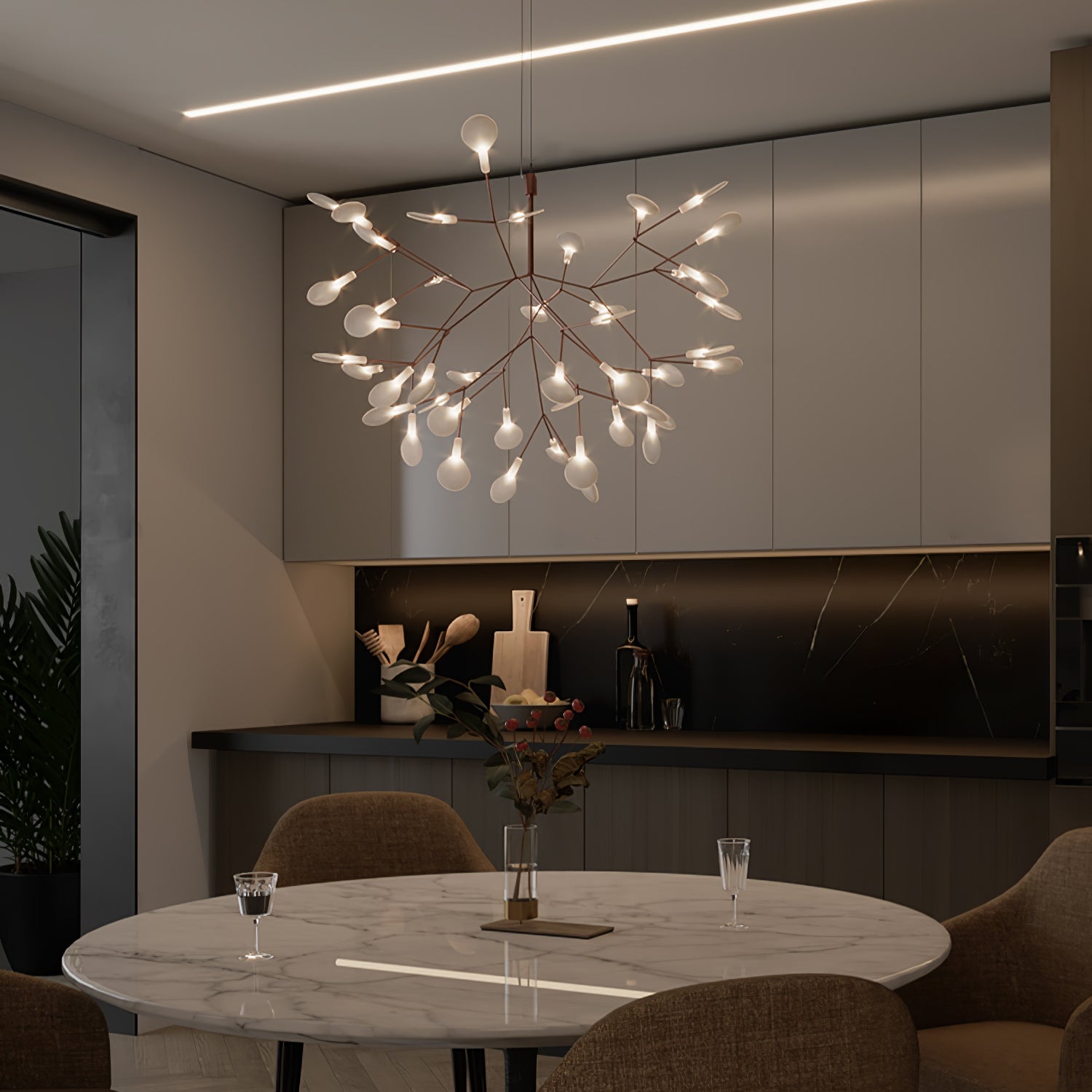 Lustra Chandelier Rose Gold Firefly LED Branch - Letslighting