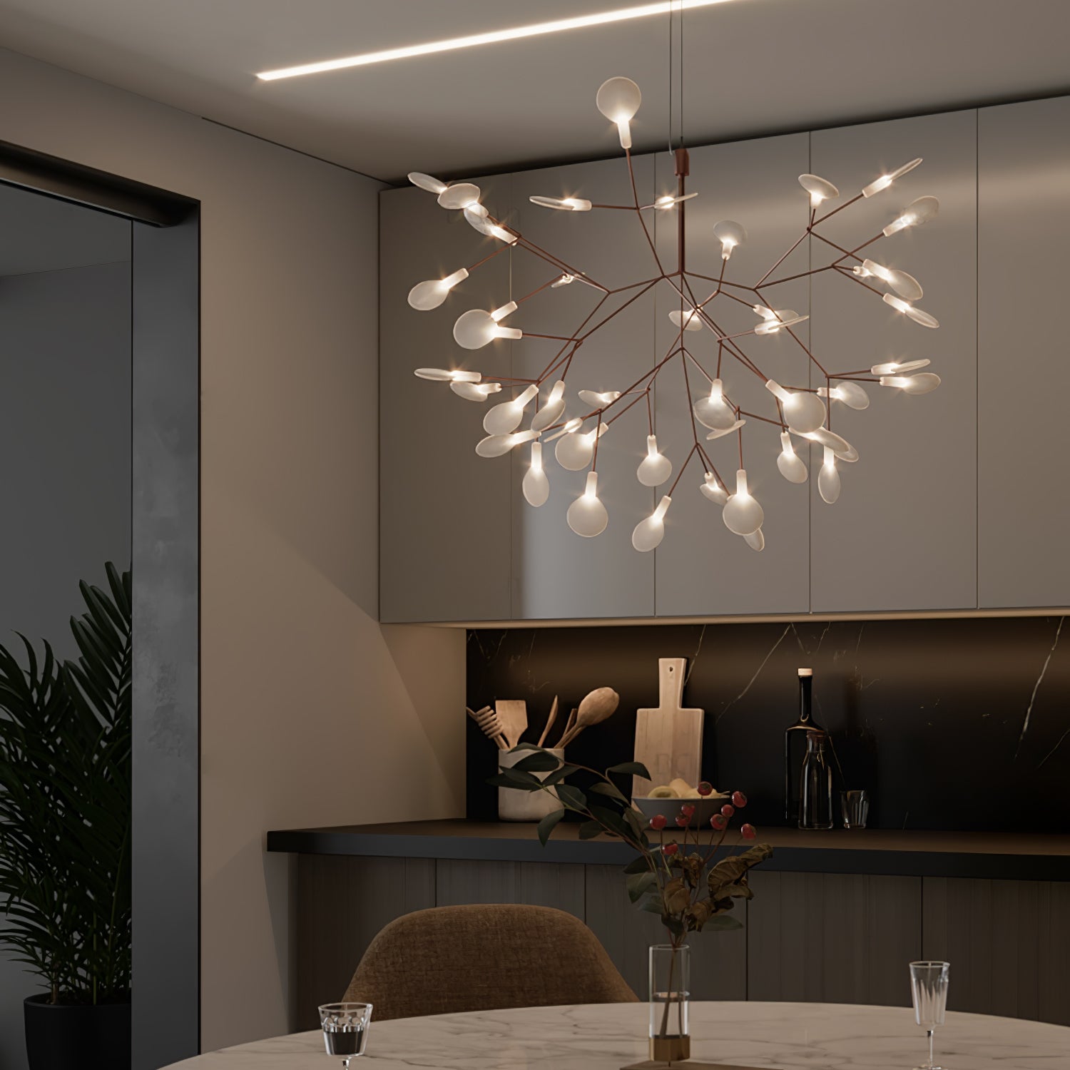 Lustra Chandelier Rose Gold Firefly LED Branch - Letslighting