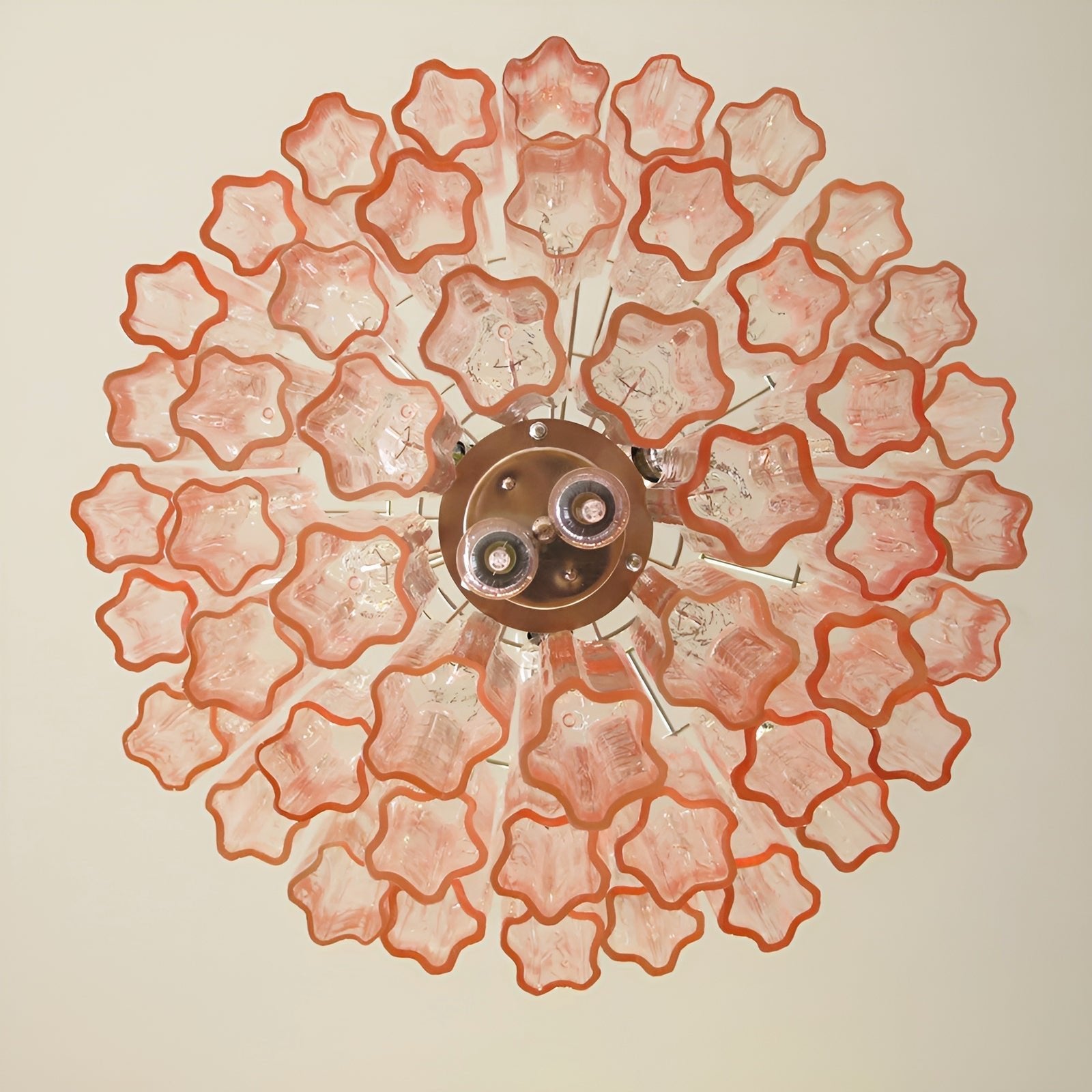 Aurora Chandelier Pink Glass Tubes Layered Modern - Letslighting