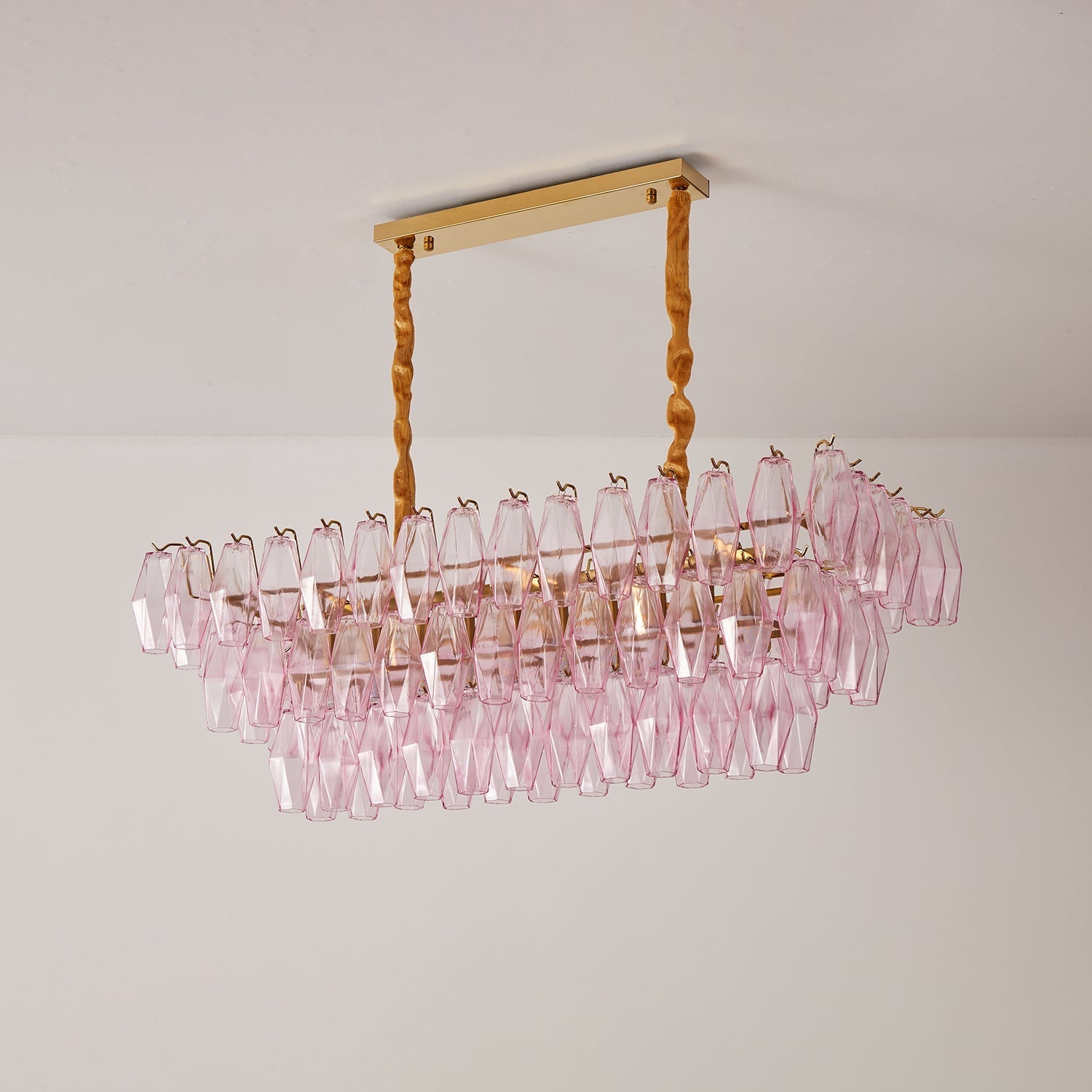Aurora Chandelier Rose Prism Glass Rectangular Layered