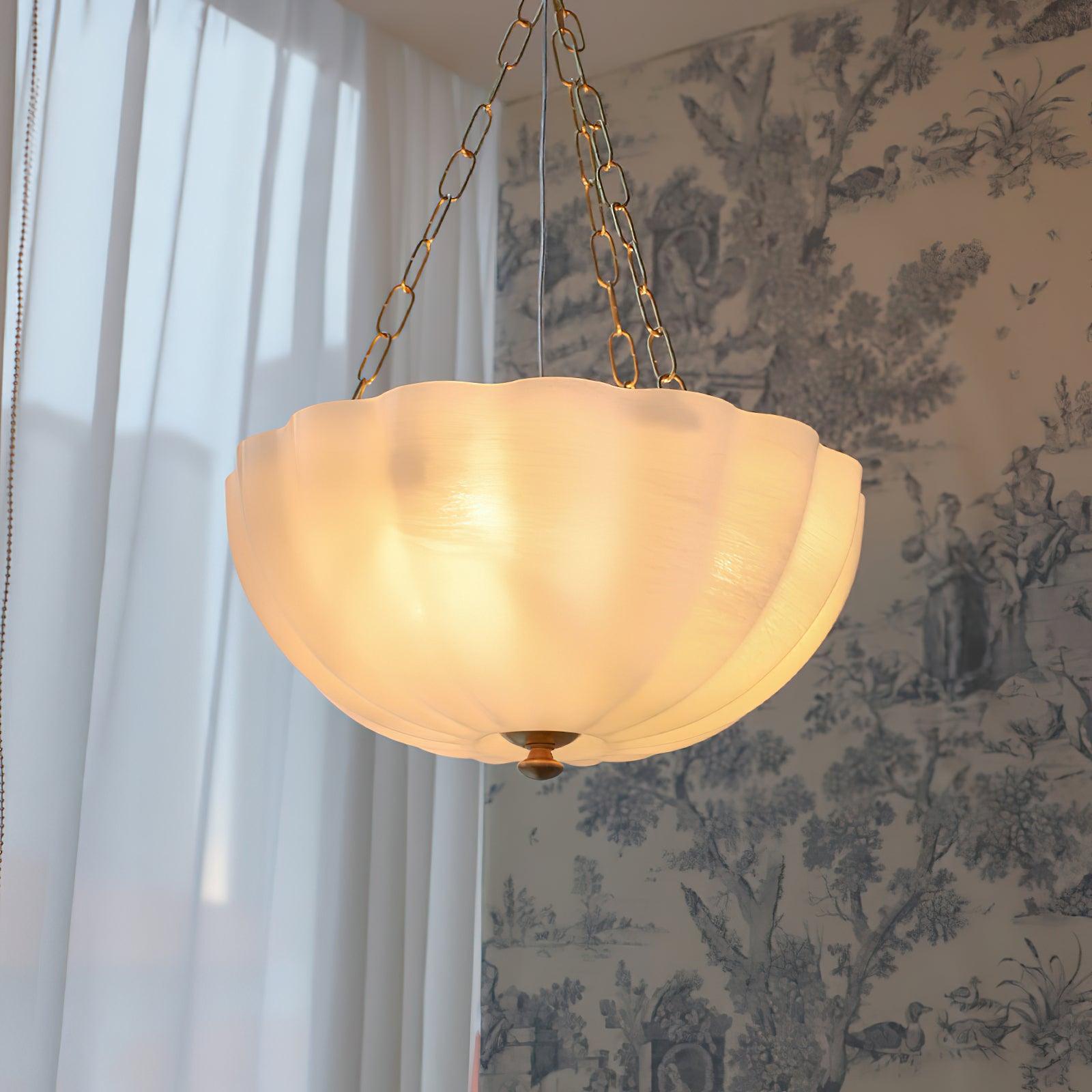 Lustra Chandelier Glass Bowl Brass Chain - Letslighting