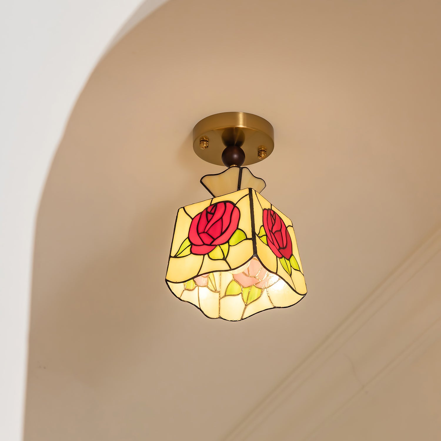 Joviel Tiffany Rose Ceiling Light - Letslighting