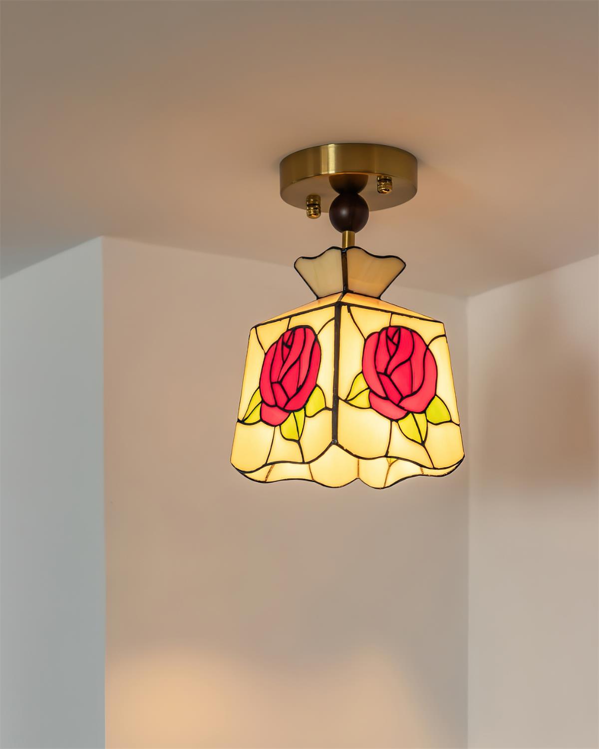 Joviel Tiffany Rose Ceiling Light - Letslighting