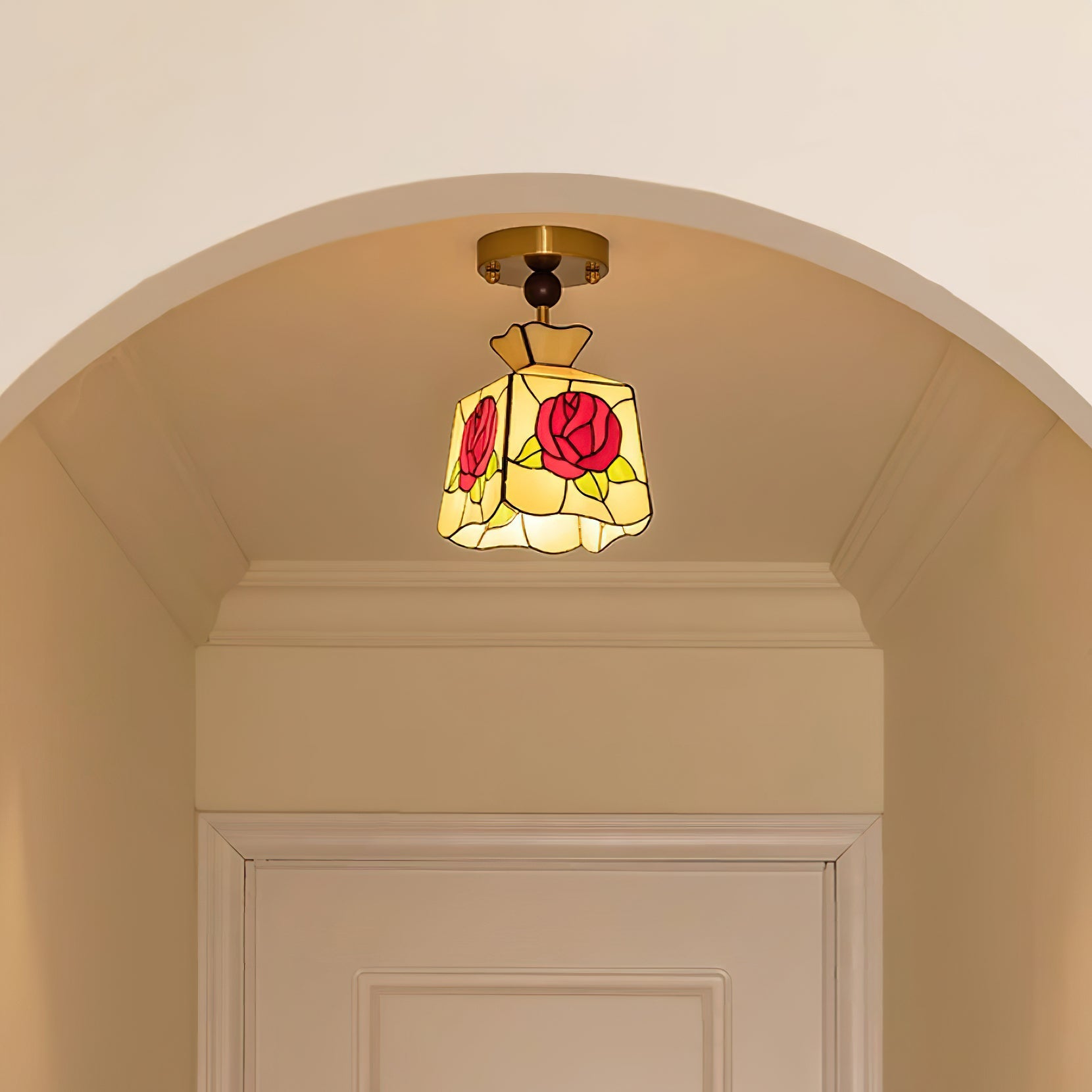 Joviel Tiffany Rose Ceiling Light - Letslighting