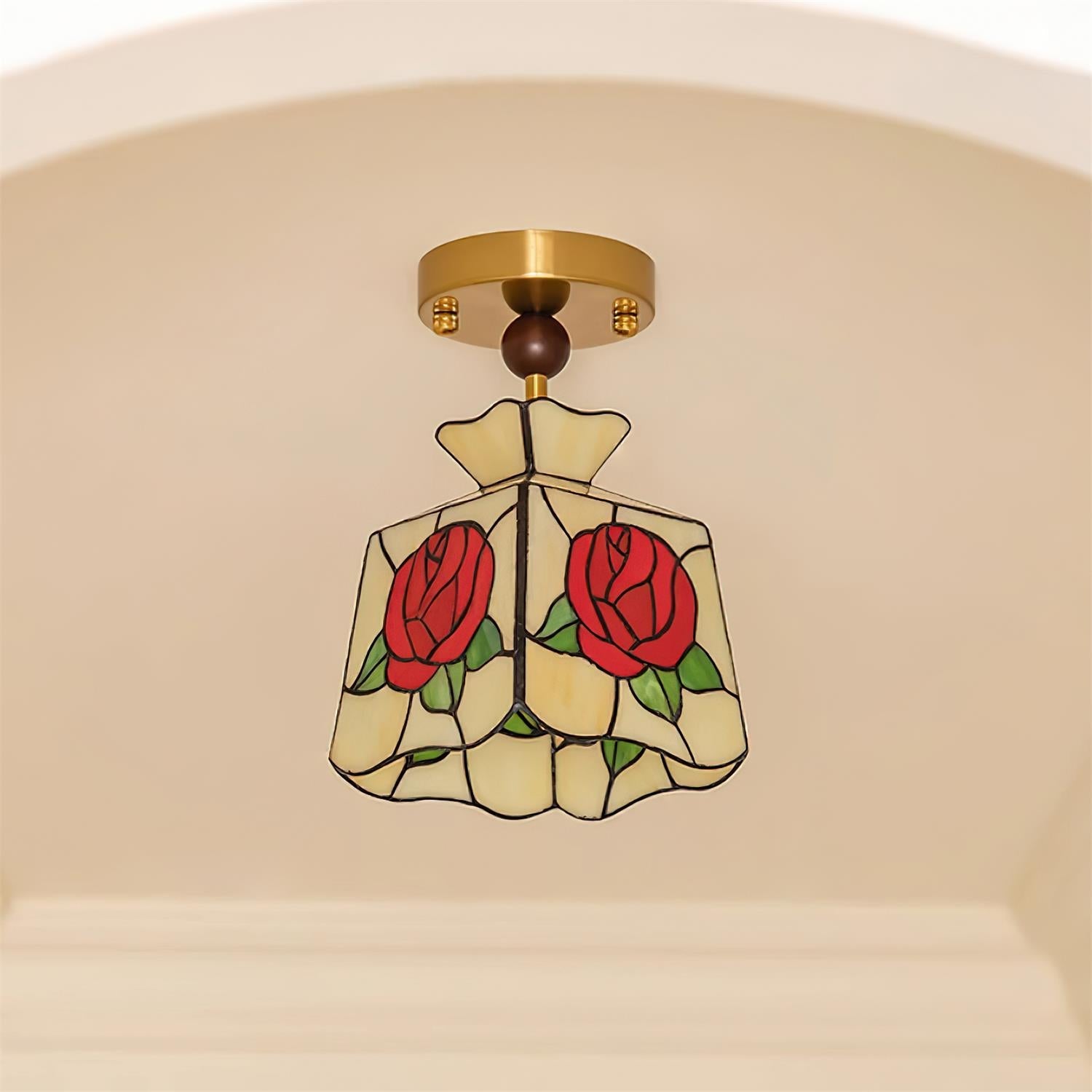 Joviel Tiffany Rose Ceiling Light - Letslighting