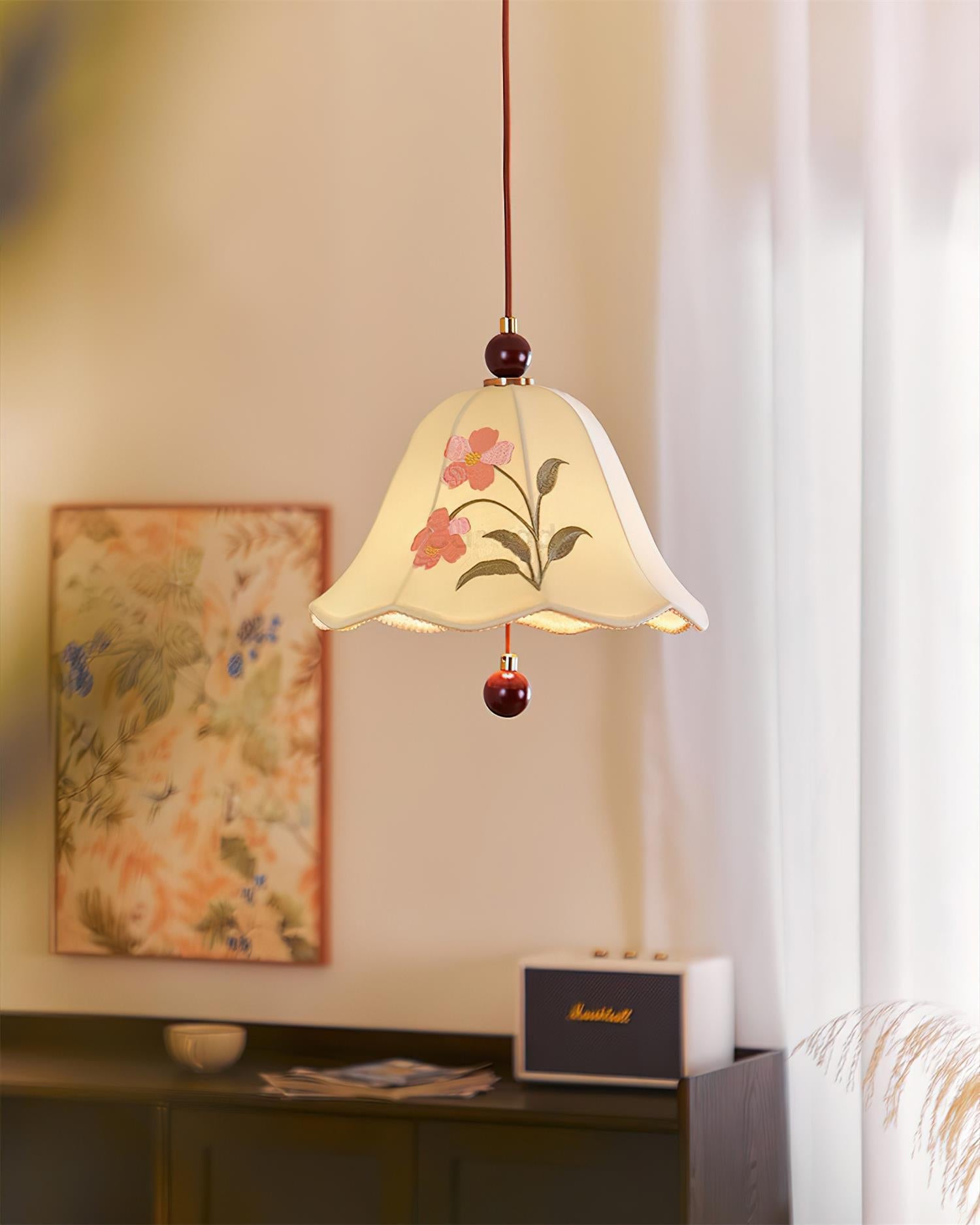 Roselle Pendant Lamp Embroidered Floral Elegance - Letslighting
