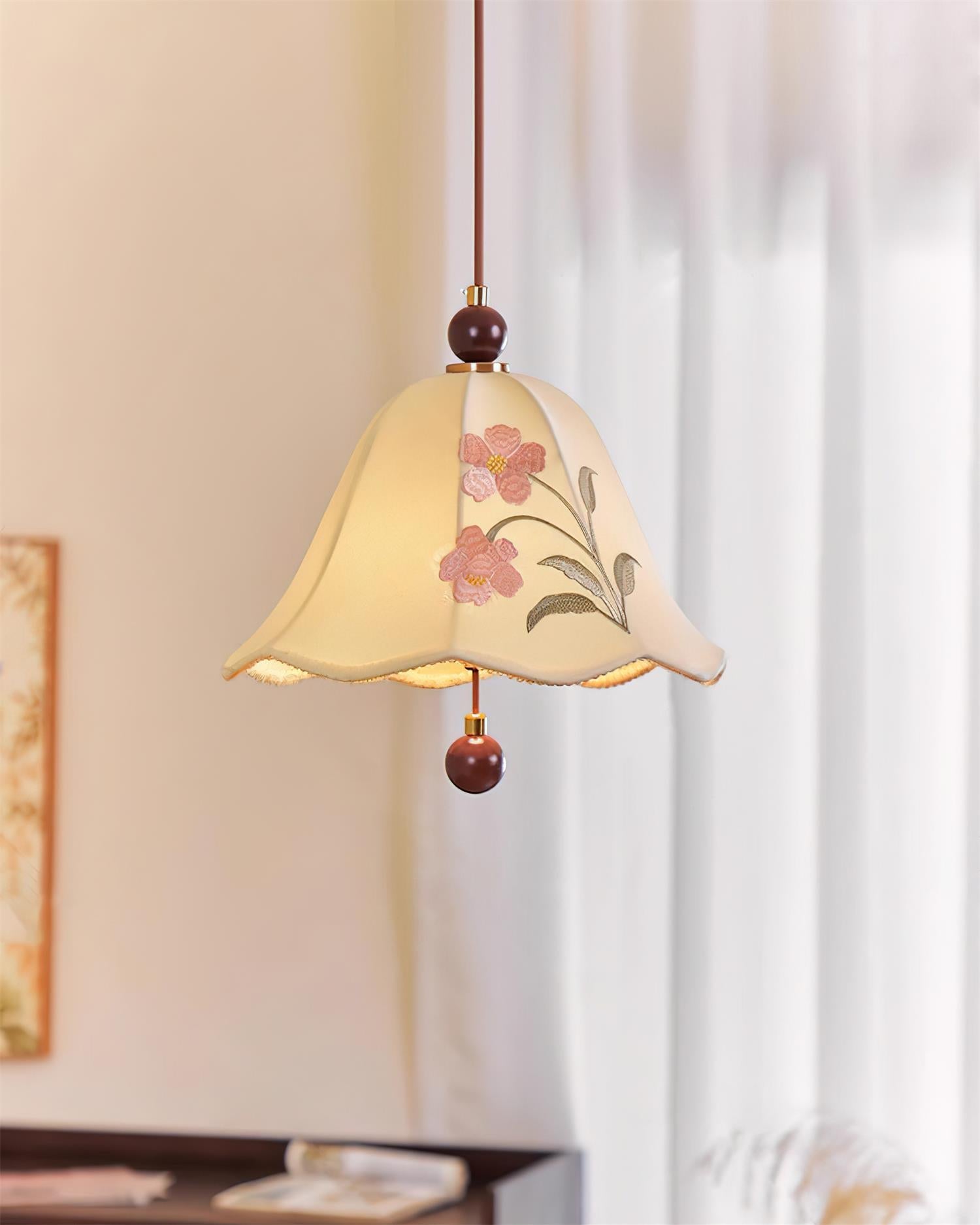 Roselle Pendant Lamp Embroidered Floral Elegance - Letslighting