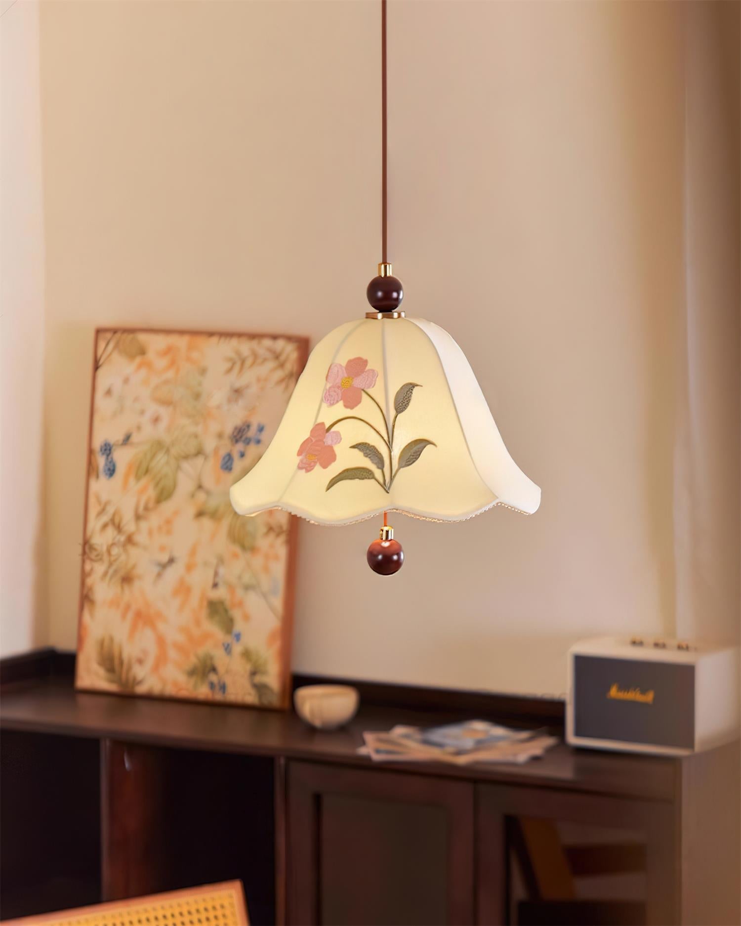 Roselle Pendant Lamp Embroidered Floral Elegance - Letslighting