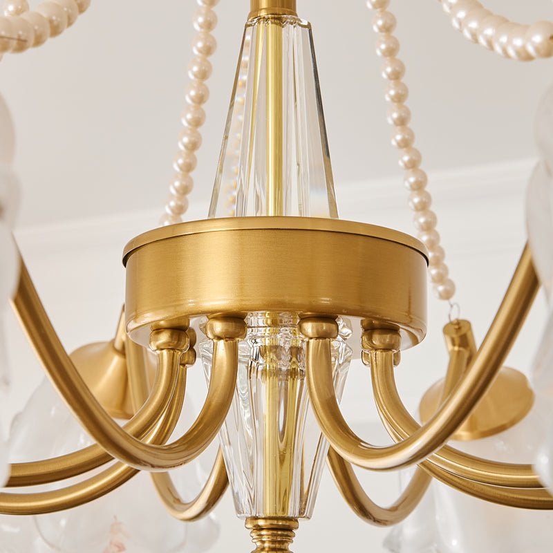Allirila Traditional Elegance Vintage Bloom Pearls Glass Chandelier - Letslighting