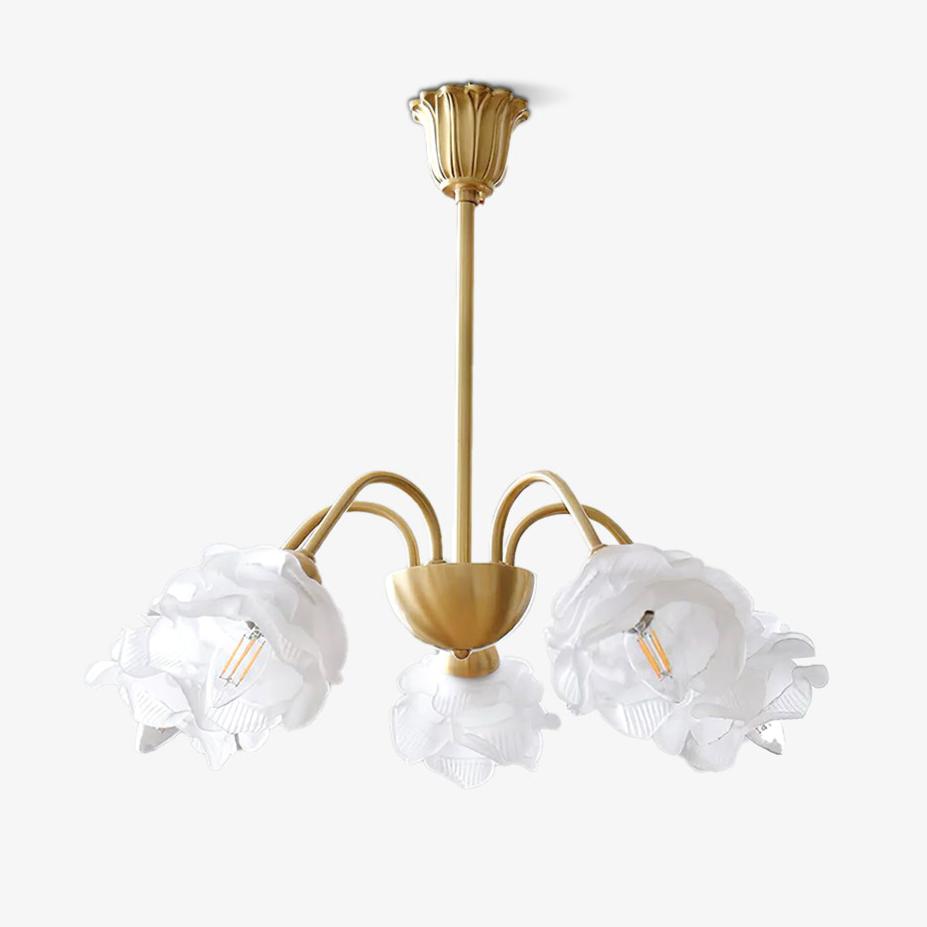 Lustra Chandelier Brass Glass Rose Floral - Letslighting