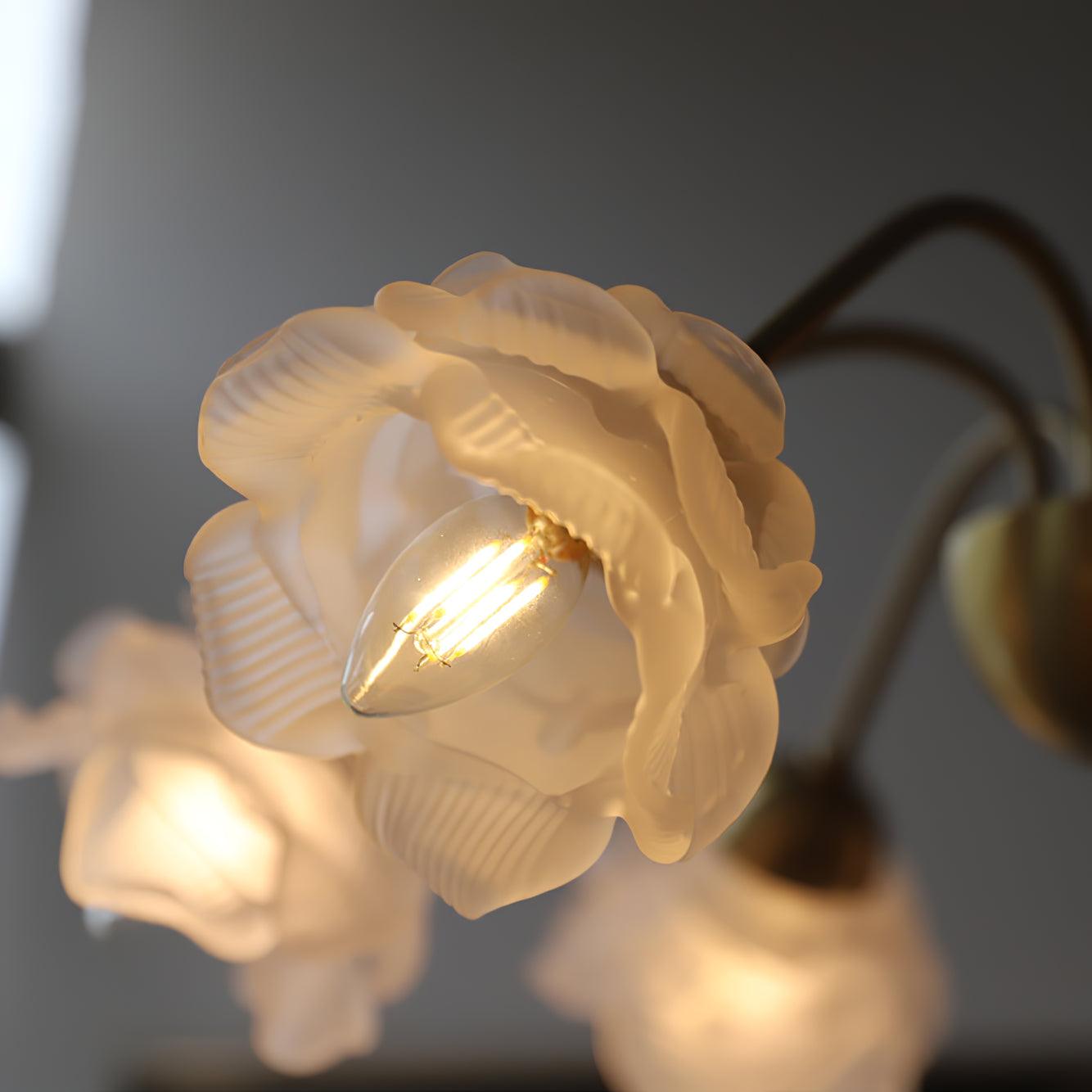 Lustra Chandelier Brass Glass Rose Floral - Letslighting