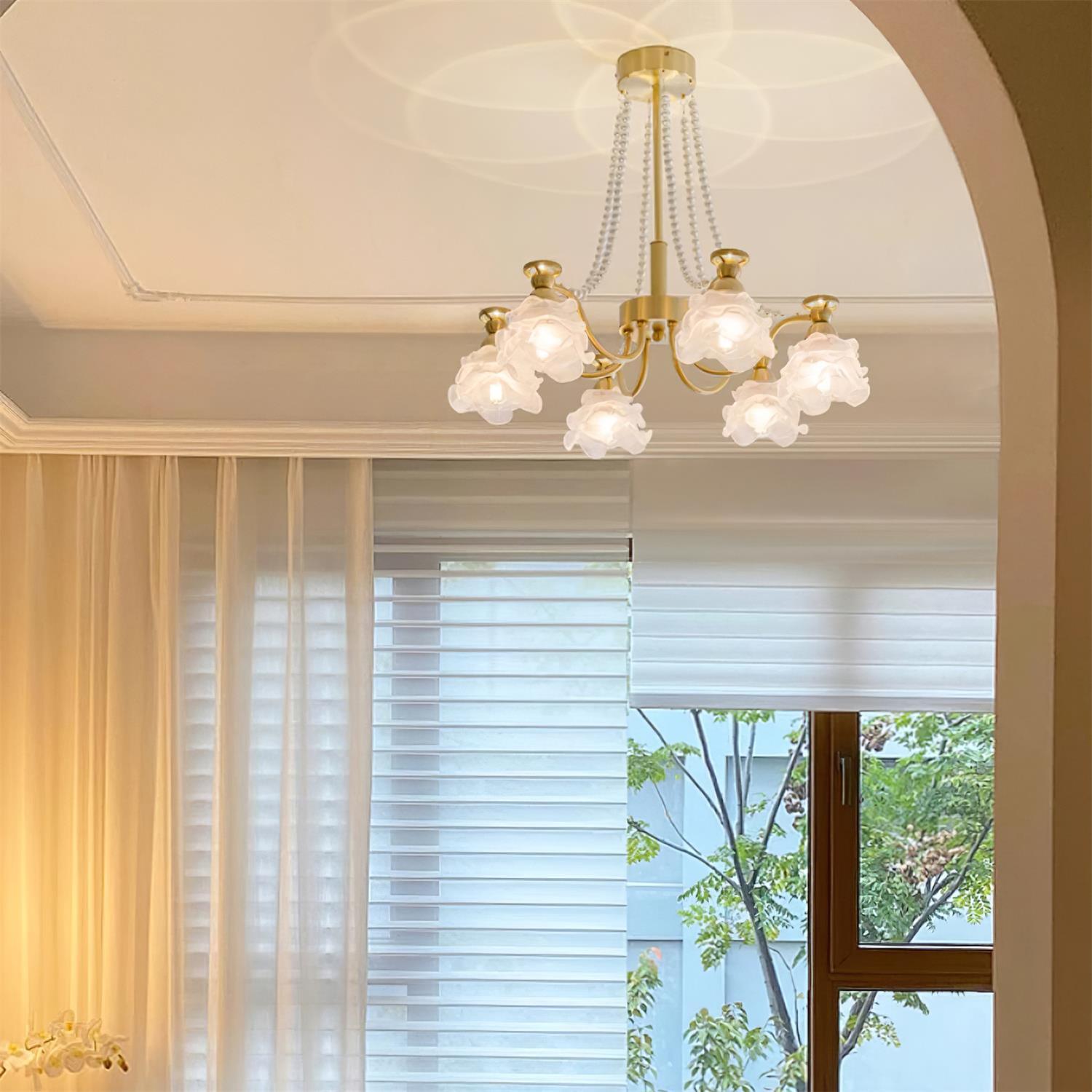 Landi Chandelier Rose Glass Petal Draped - Letslighting