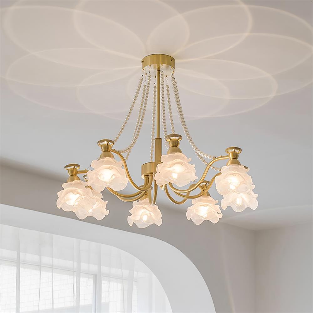 Landi Chandelier Rose Glass Petal Draped - Letslighting