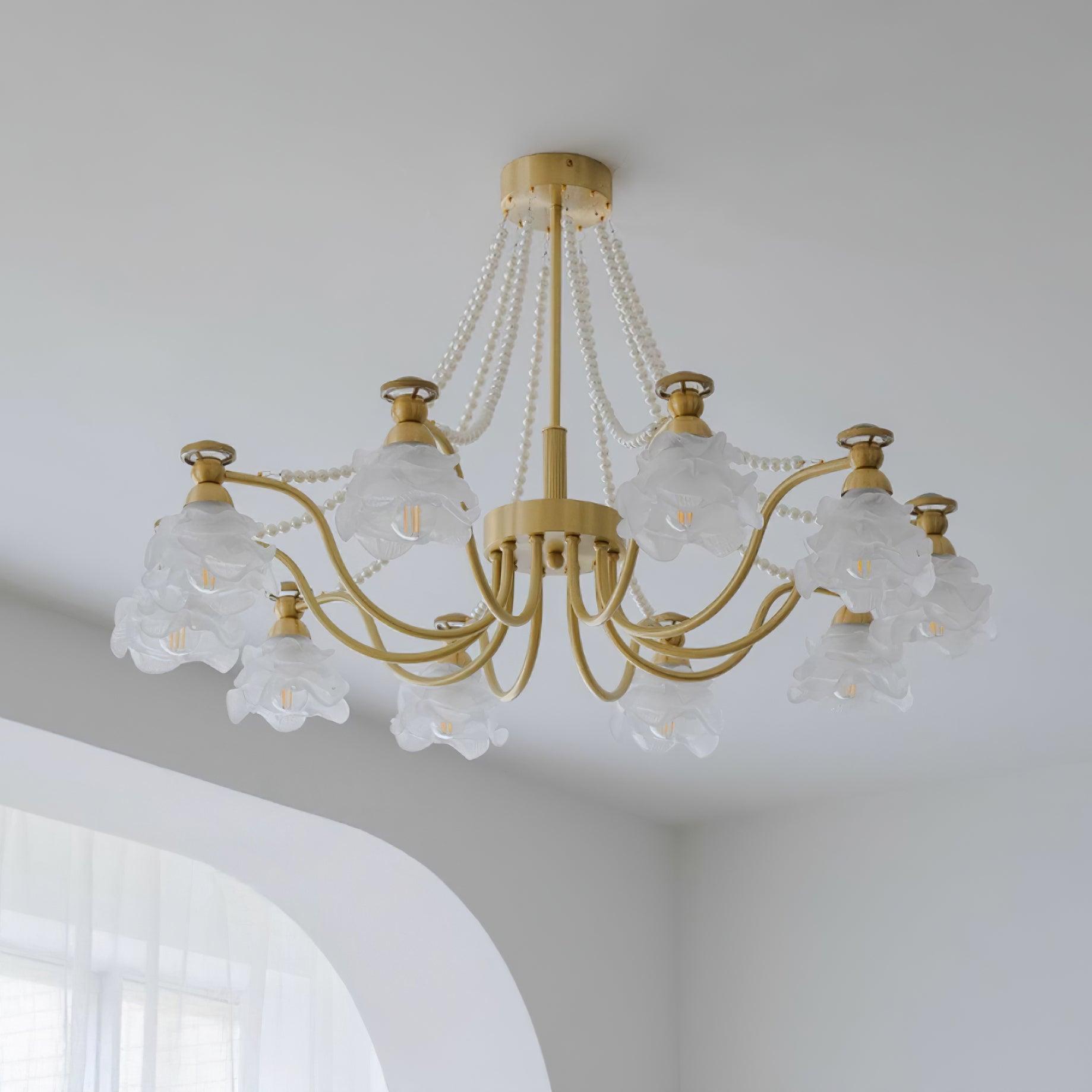 Landi Chandelier Rose Glass Petal Draped - Letslighting