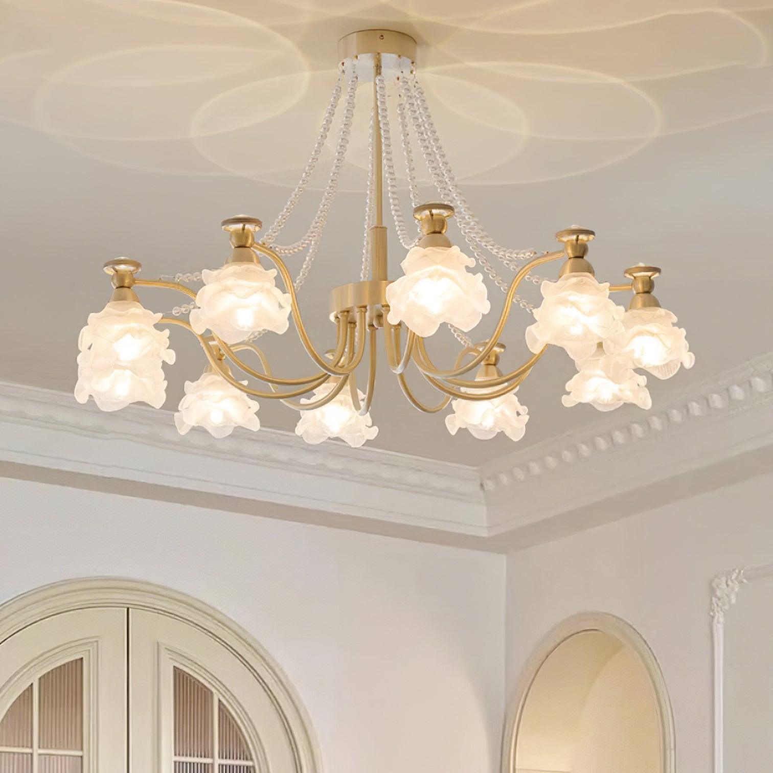 Landi Chandelier Rose Glass Petal Draped - Letslighting