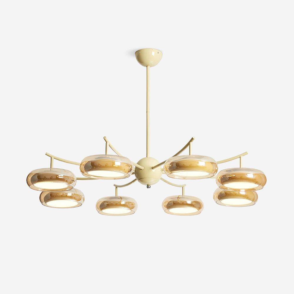 Rotan Chandelier Glass Orbs Cream Serene - Letslighting