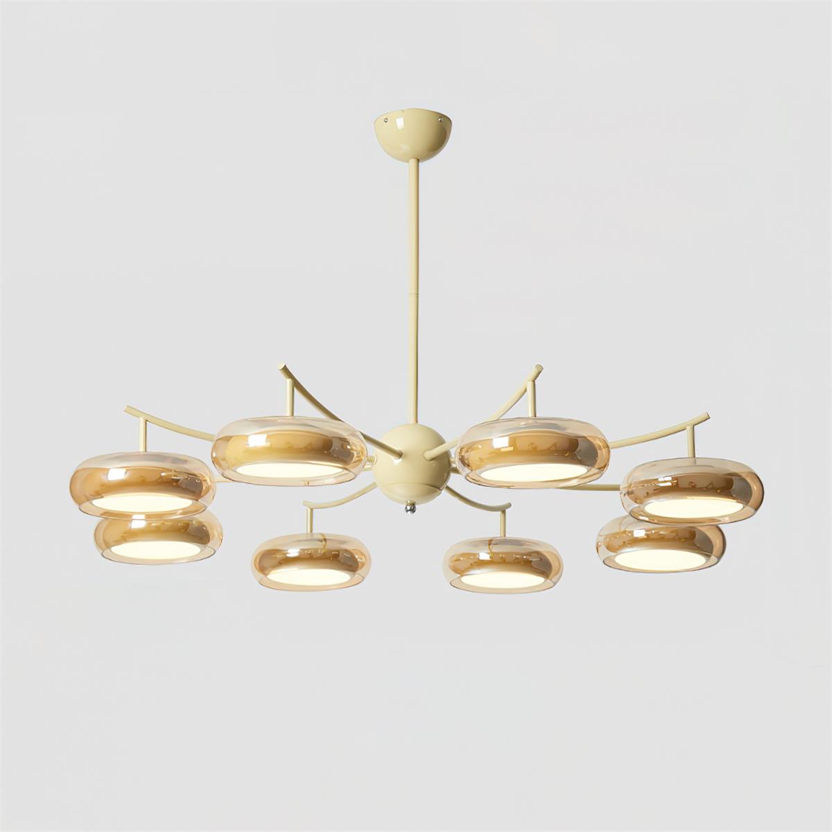 Rotan Chandelier Glass Orbs Cream Serene - Letslighting
