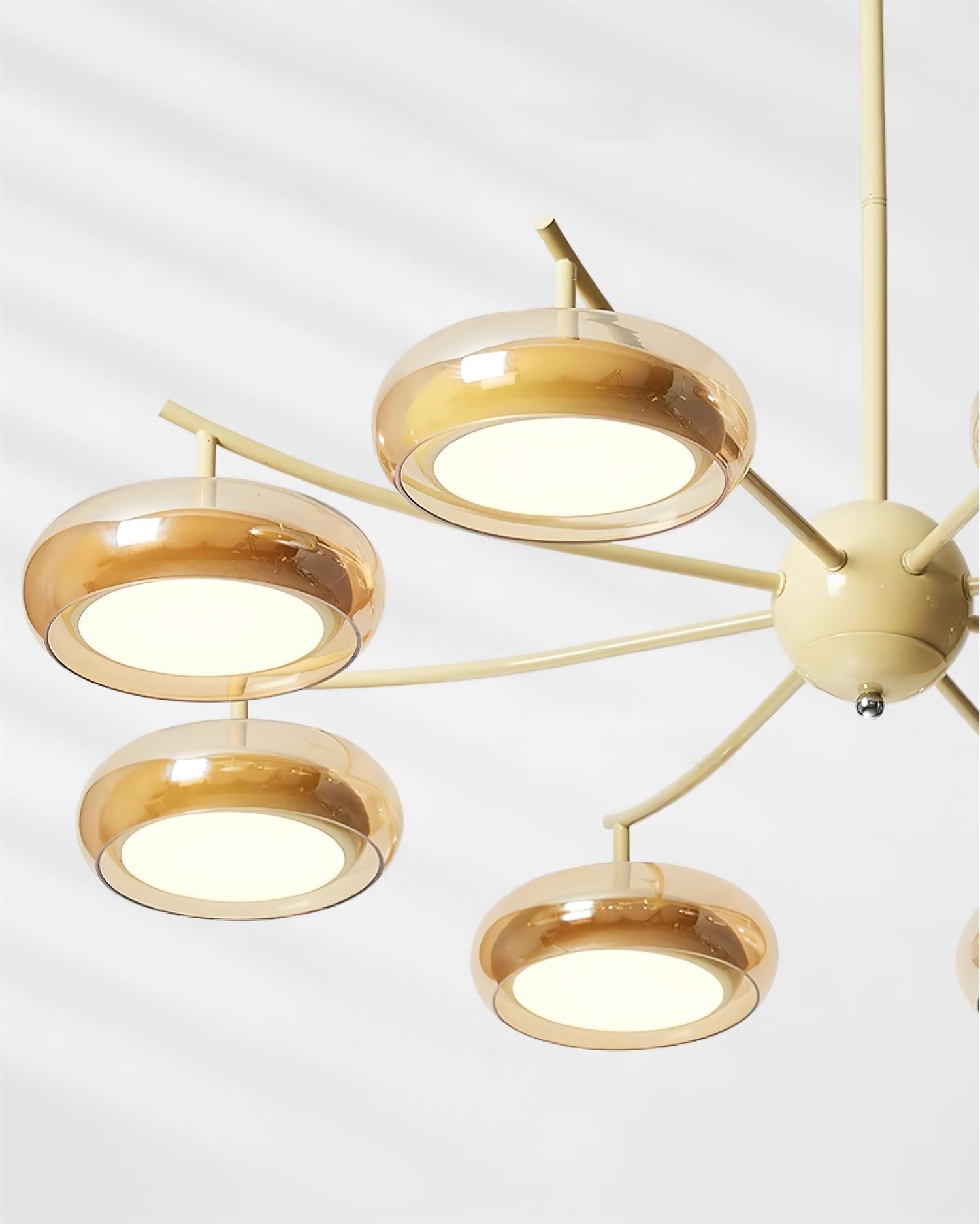Rotan Chandelier Glass Orbs Cream Serene - Letslighting