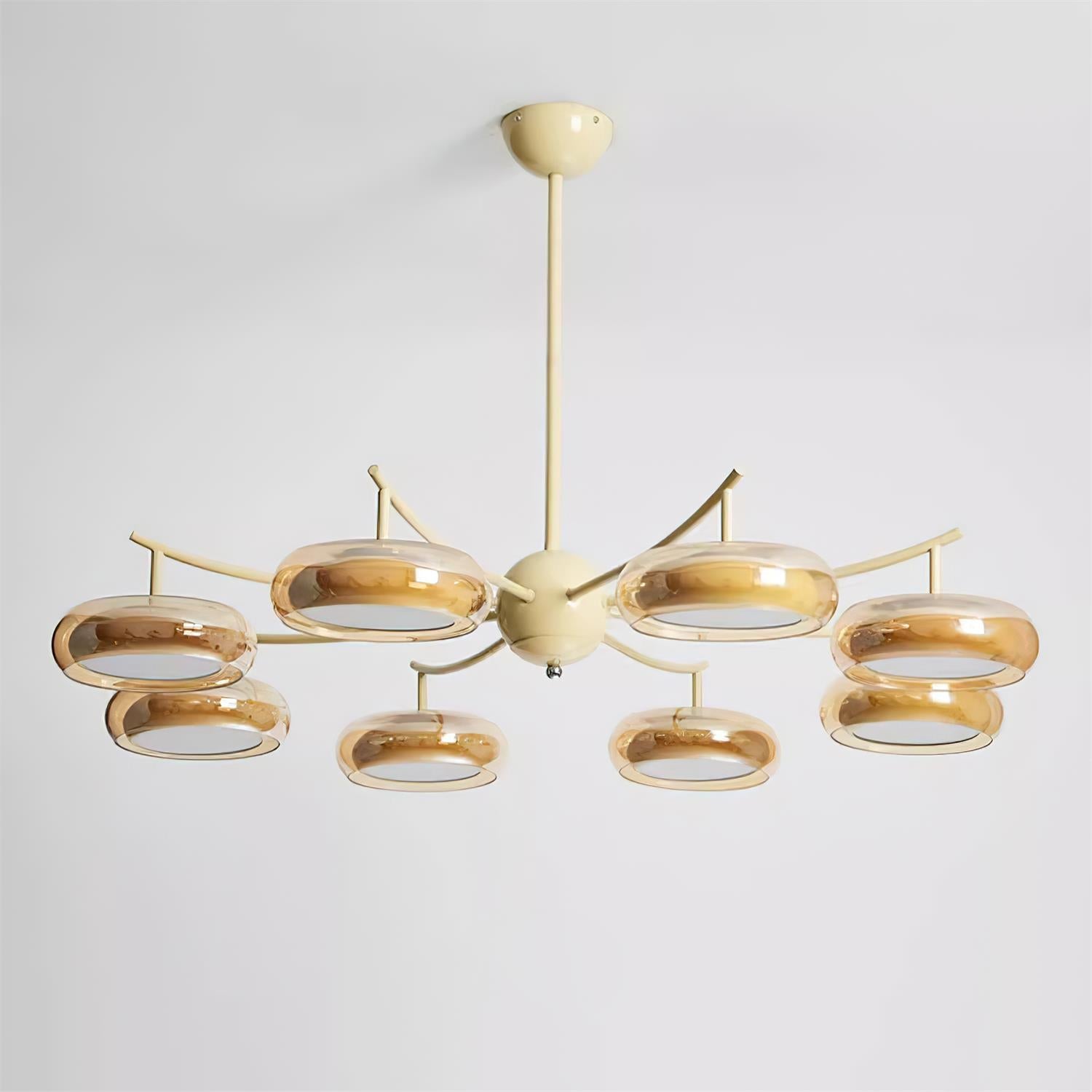 Rotan Chandelier Glass Orbs Cream Serene - Letslighting