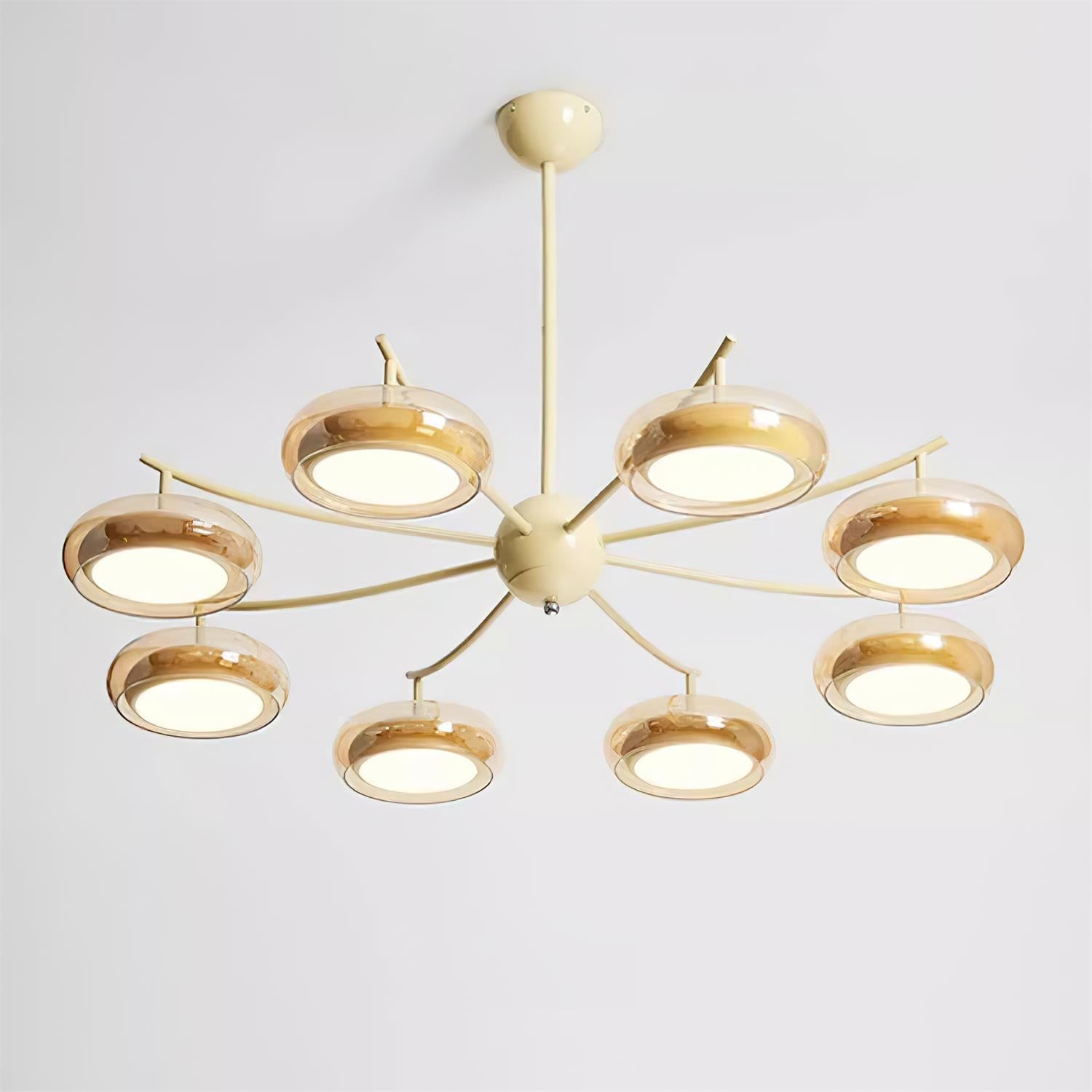 Rotan Chandelier Glass Orbs Cream Serene - Letslighting