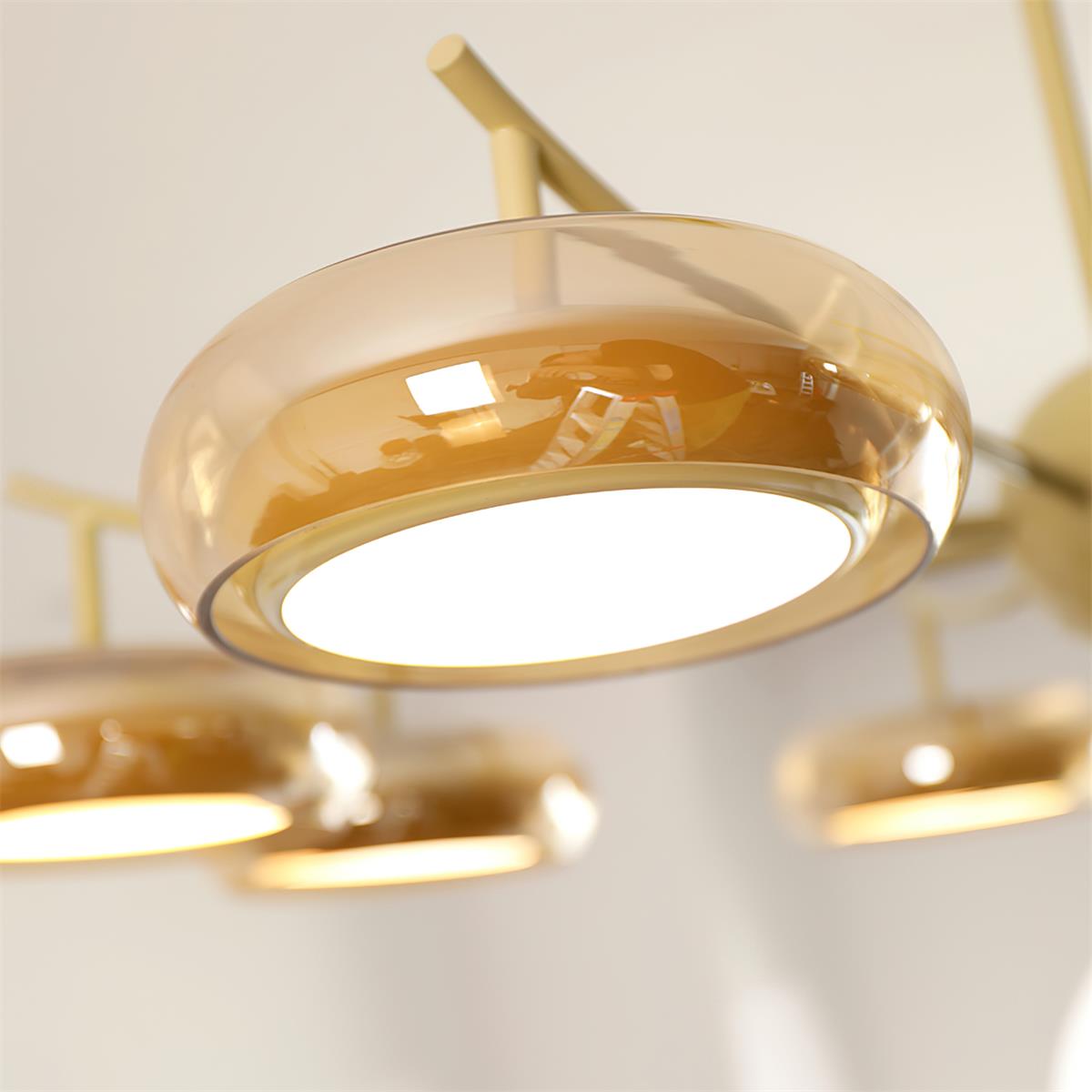 Rotan Chandelier Glass Orbs Cream Serene - Letslighting