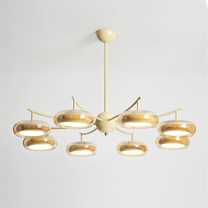 Rotan Chandelier Glass Orbs Cream Serene - Letslighting